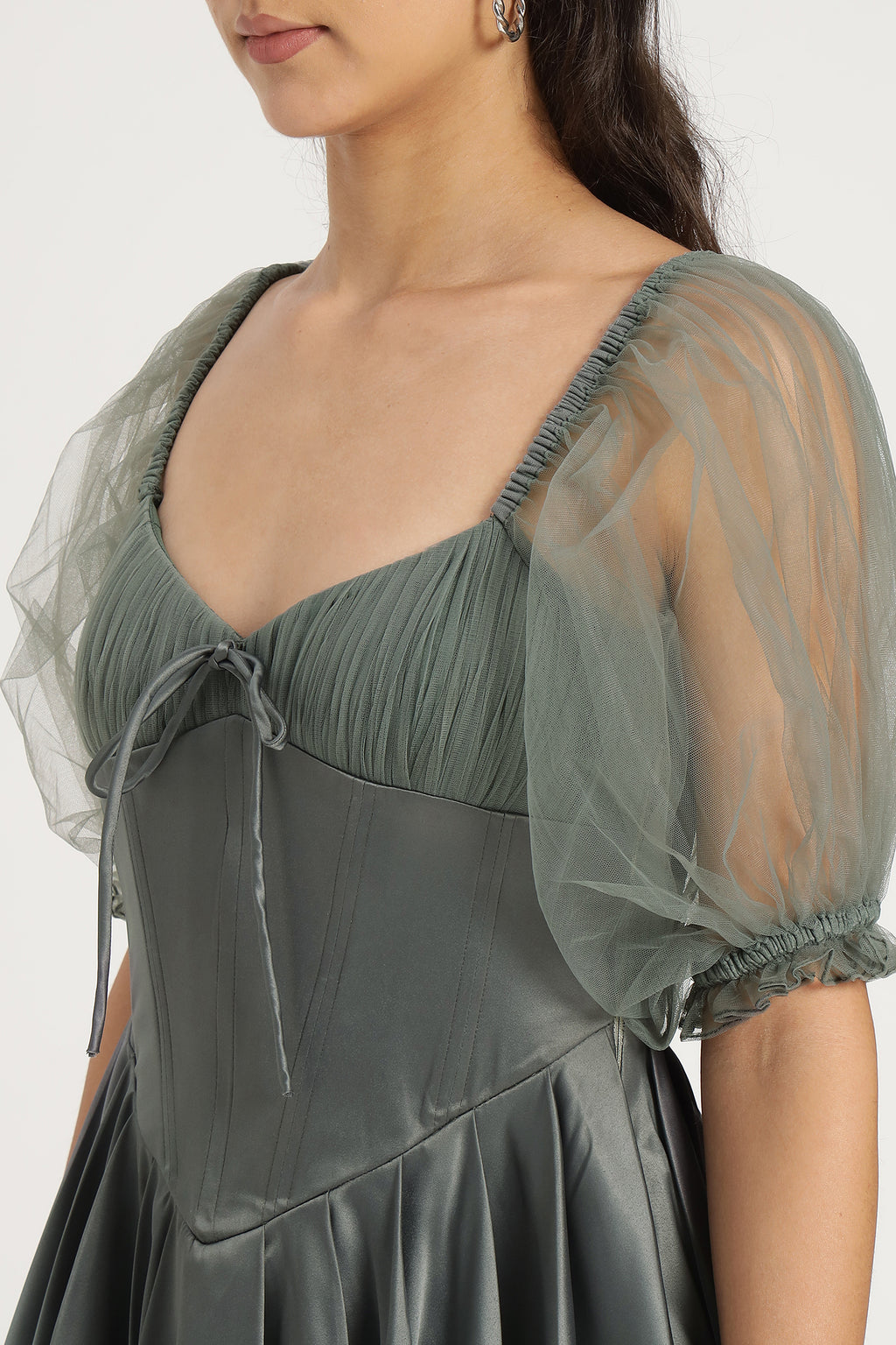 Keila Mini Dress in Green Grey