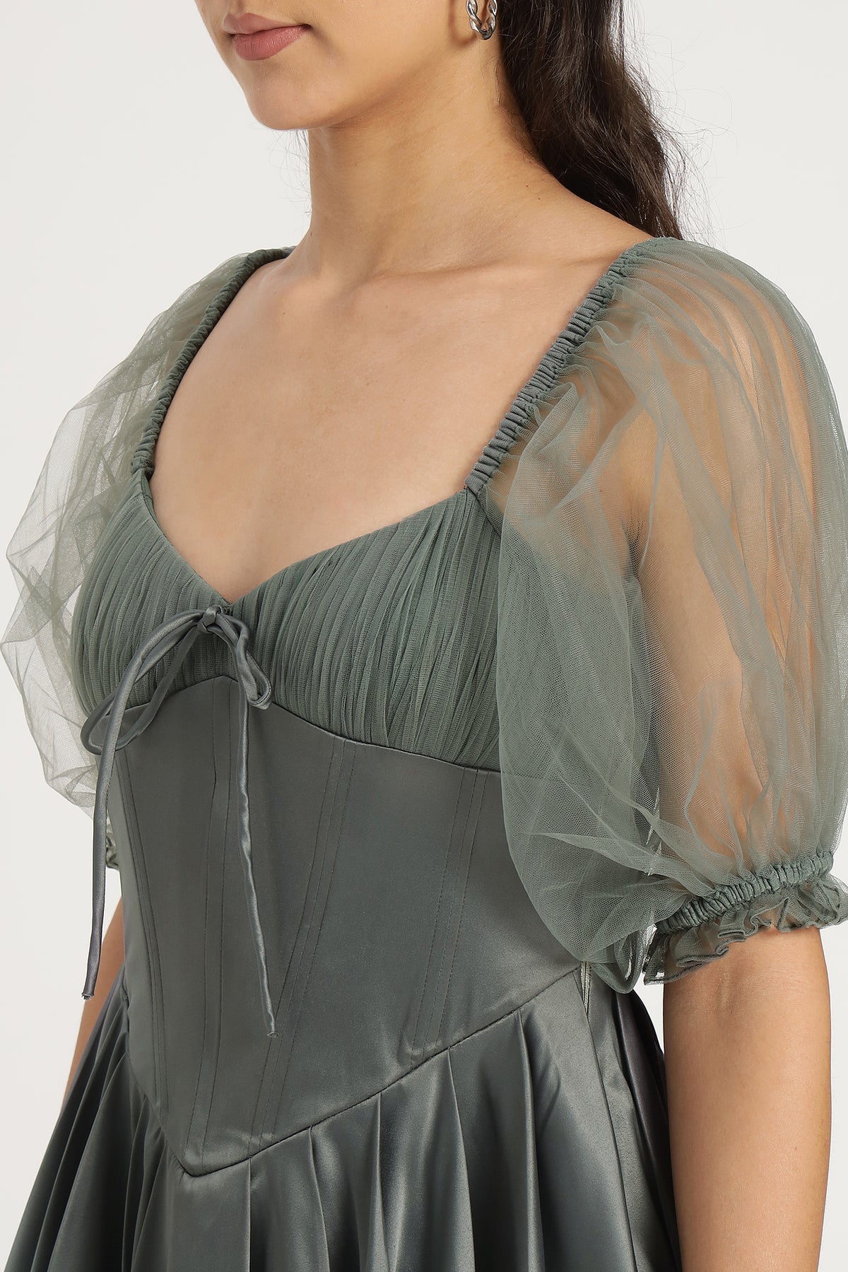 Keila Mini Dress in Green Grey
