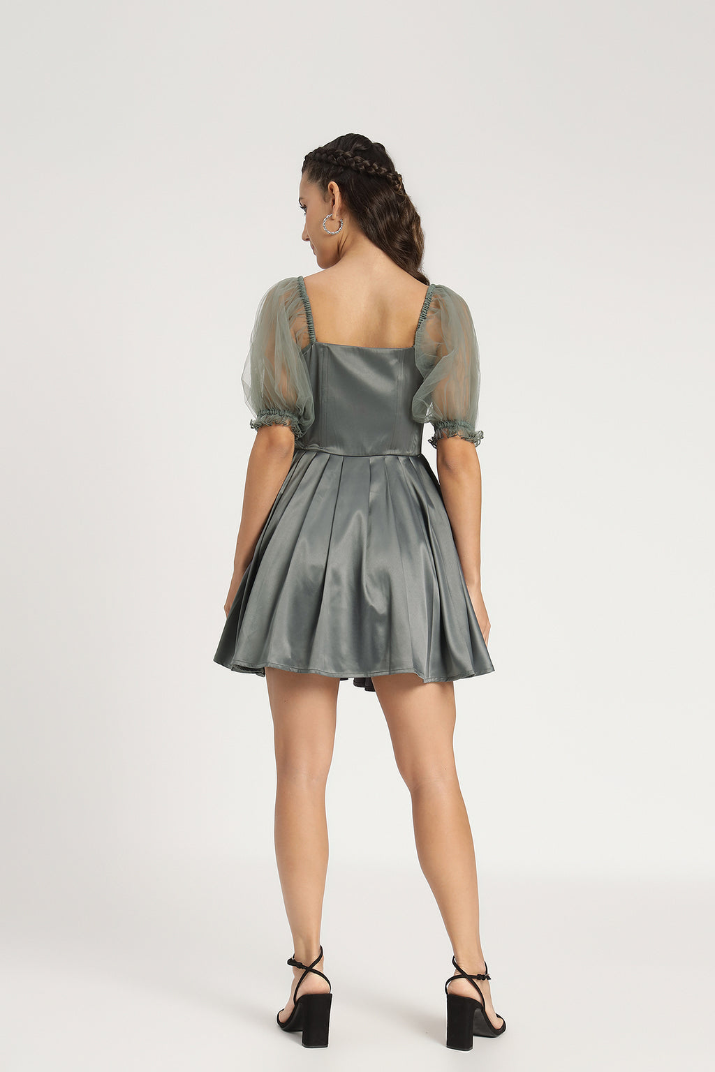 Keila Mini Dress in Green Grey