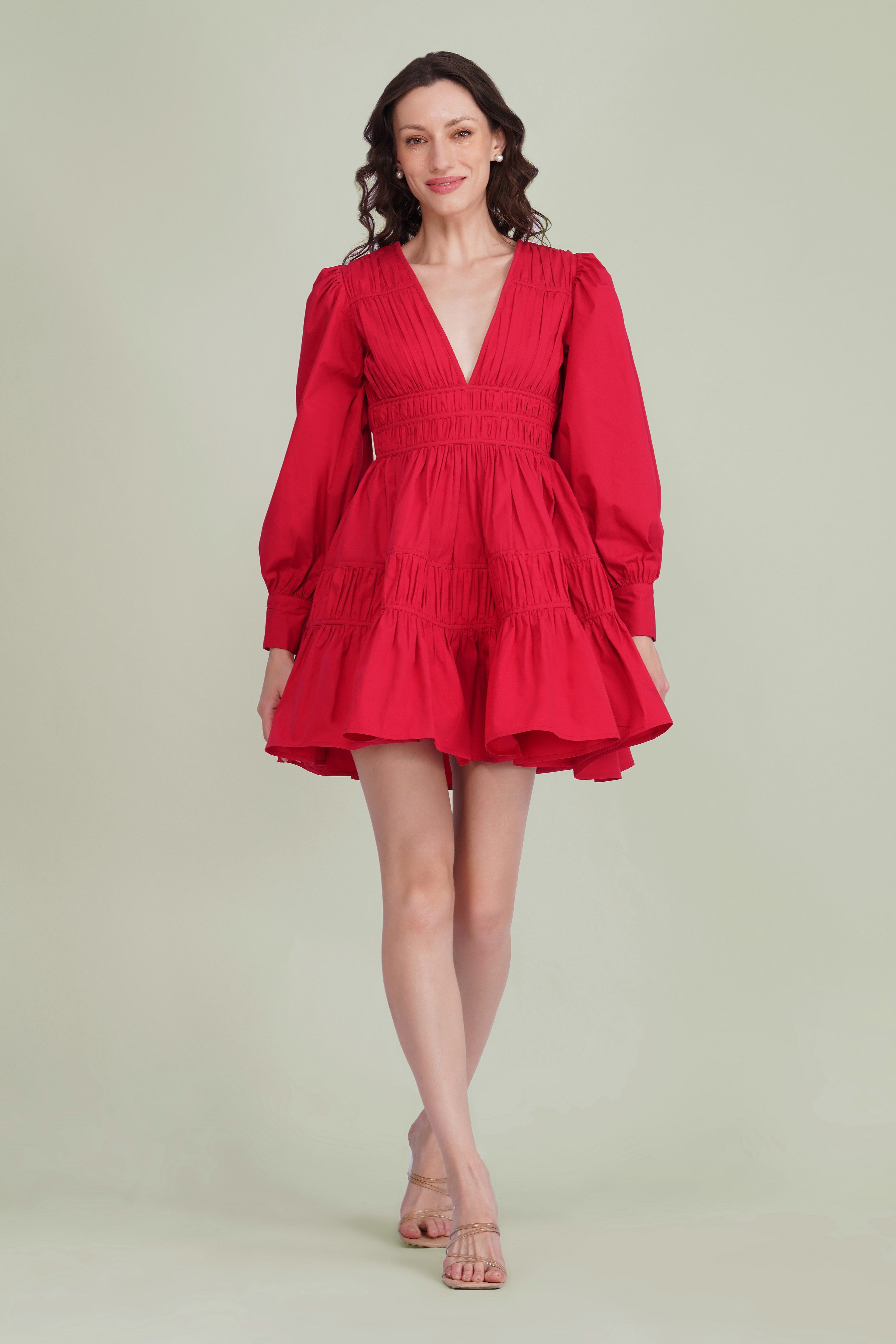 Keris Poplin Mini Dress in Red