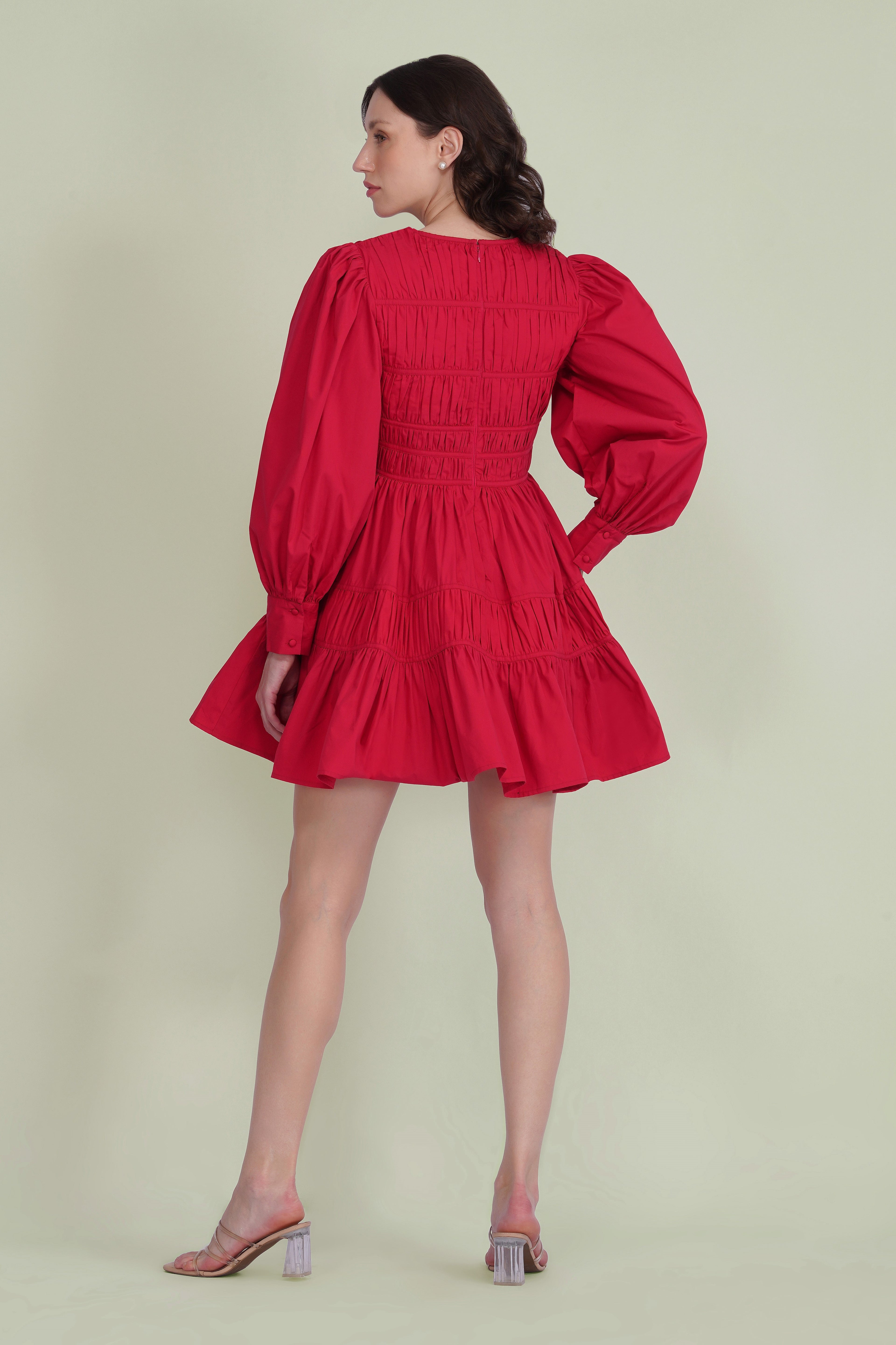Keris Poplin Mini Dress in Red