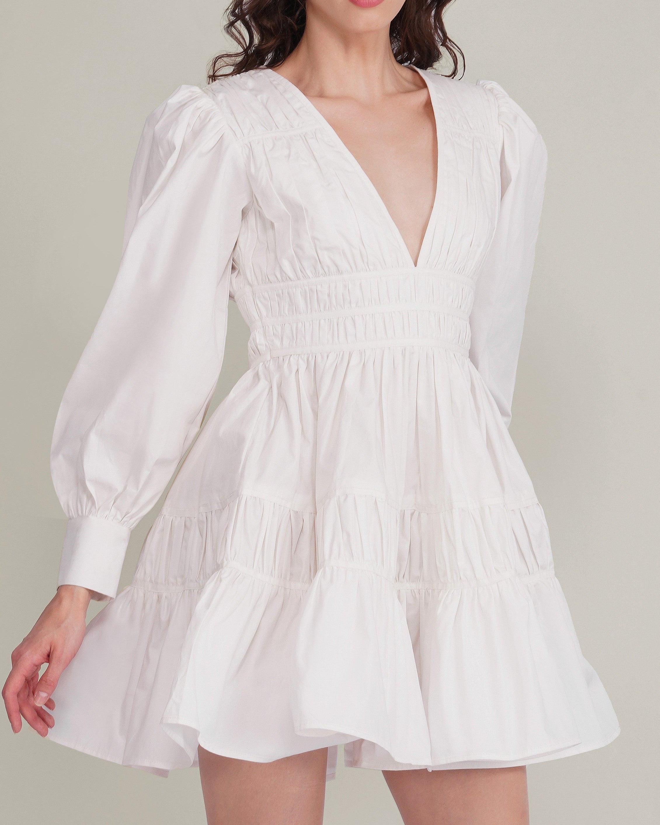 Keris Poplin Mini Dress in White