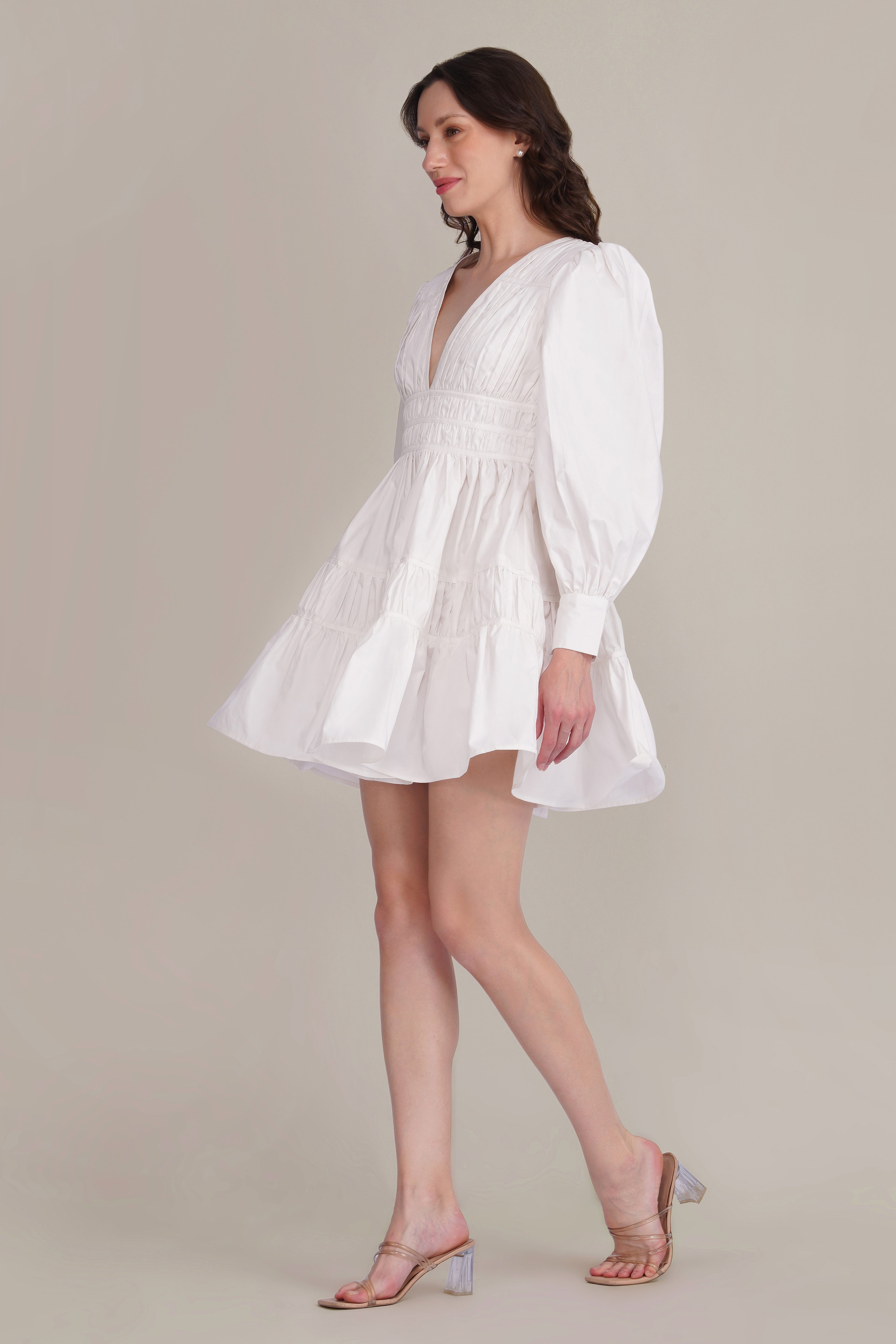 Keris Poplin Mini Dress in White