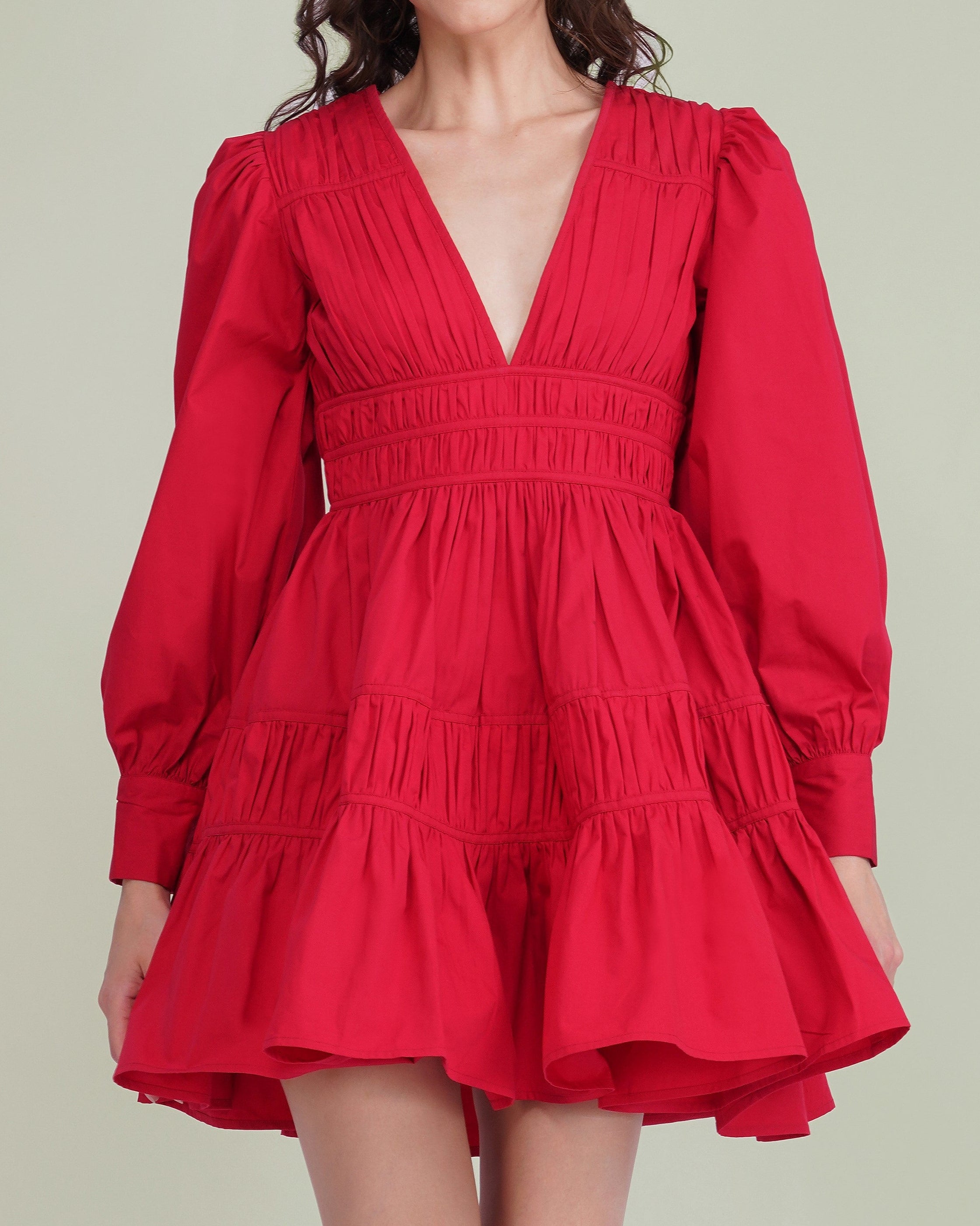 Keris Poplin Mini Dress in Red