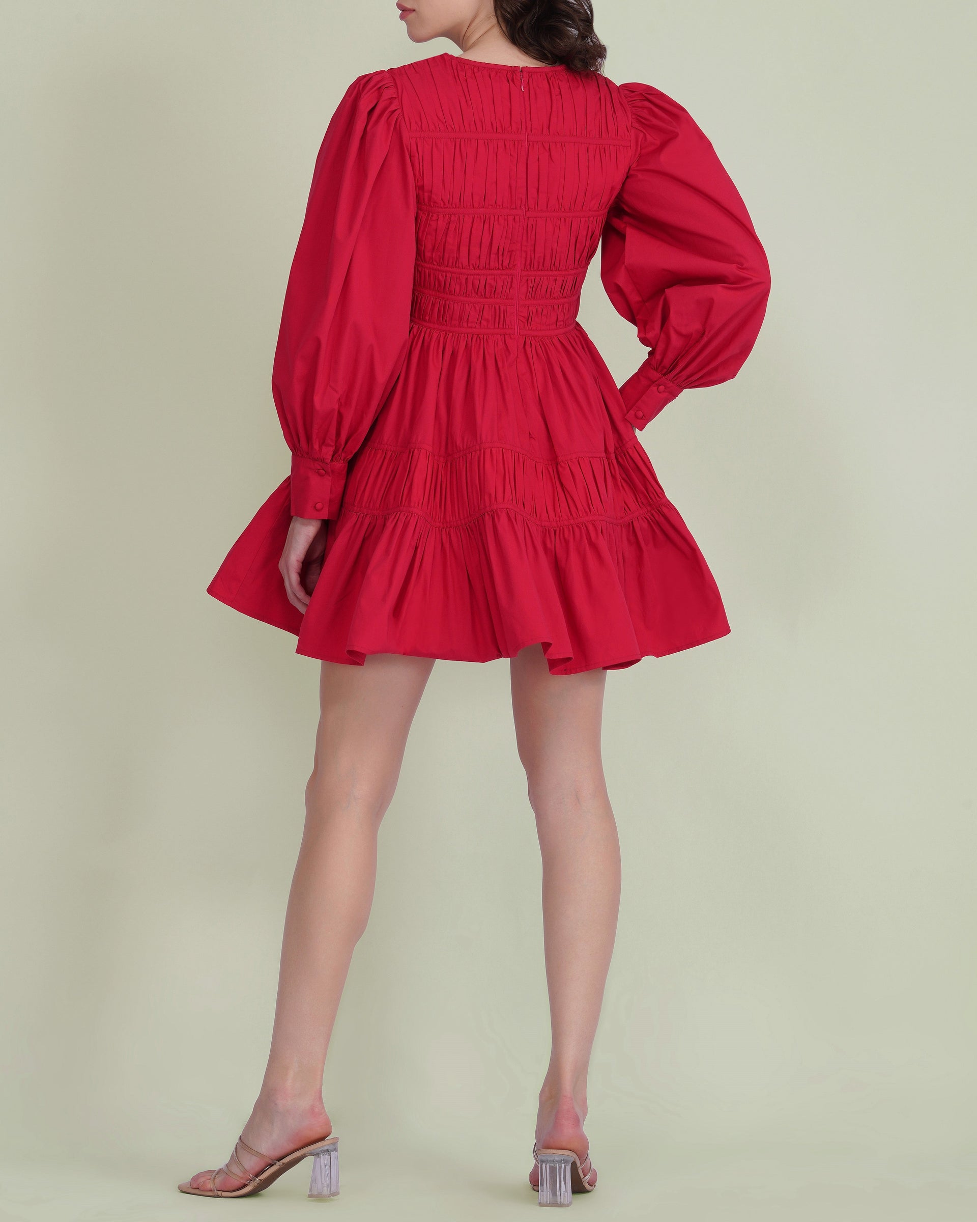Keris Poplin Mini Dress in Red