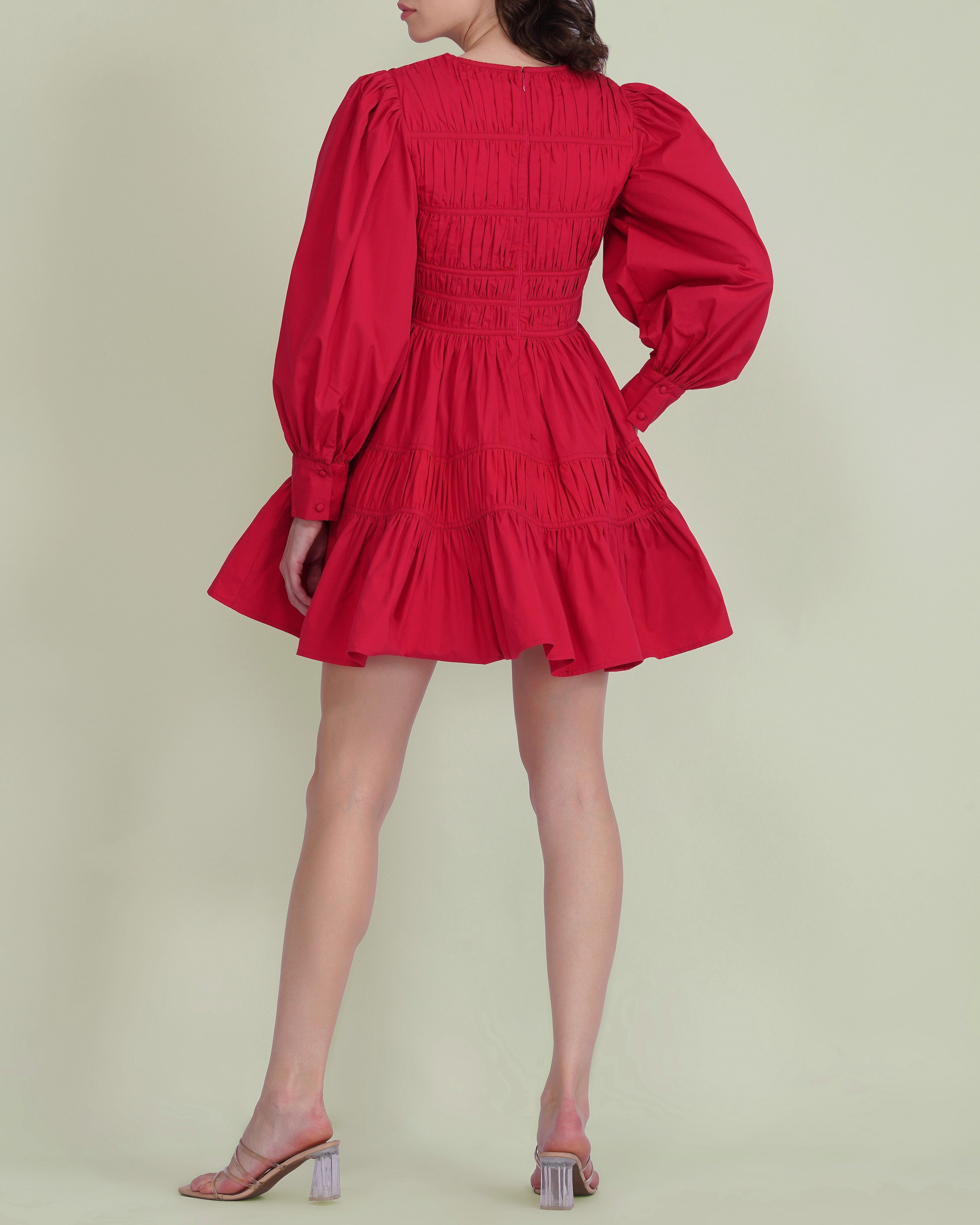 Keris Poplin Mini Dress in Red