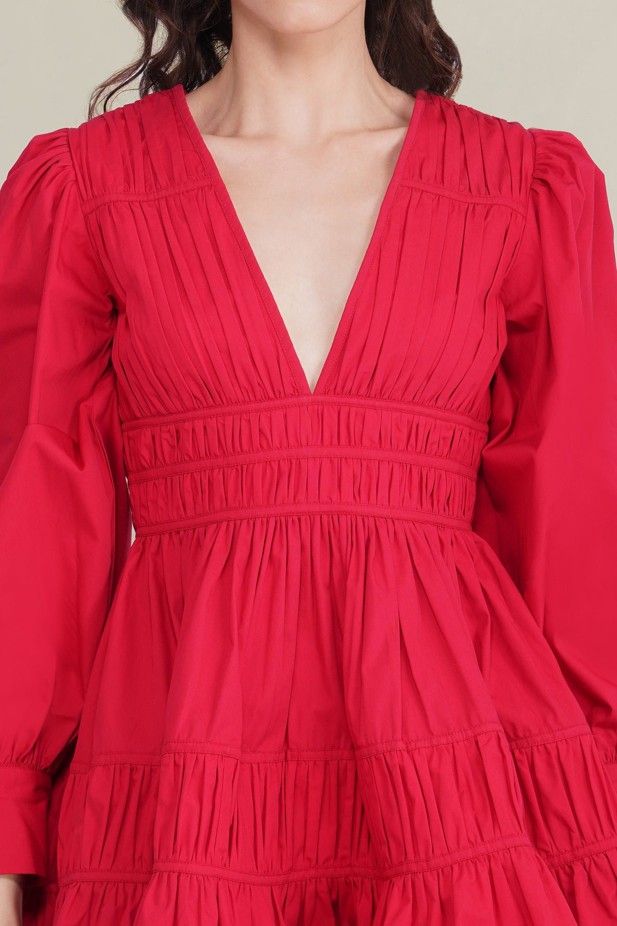 Keris Poplin Mini Dress in Red