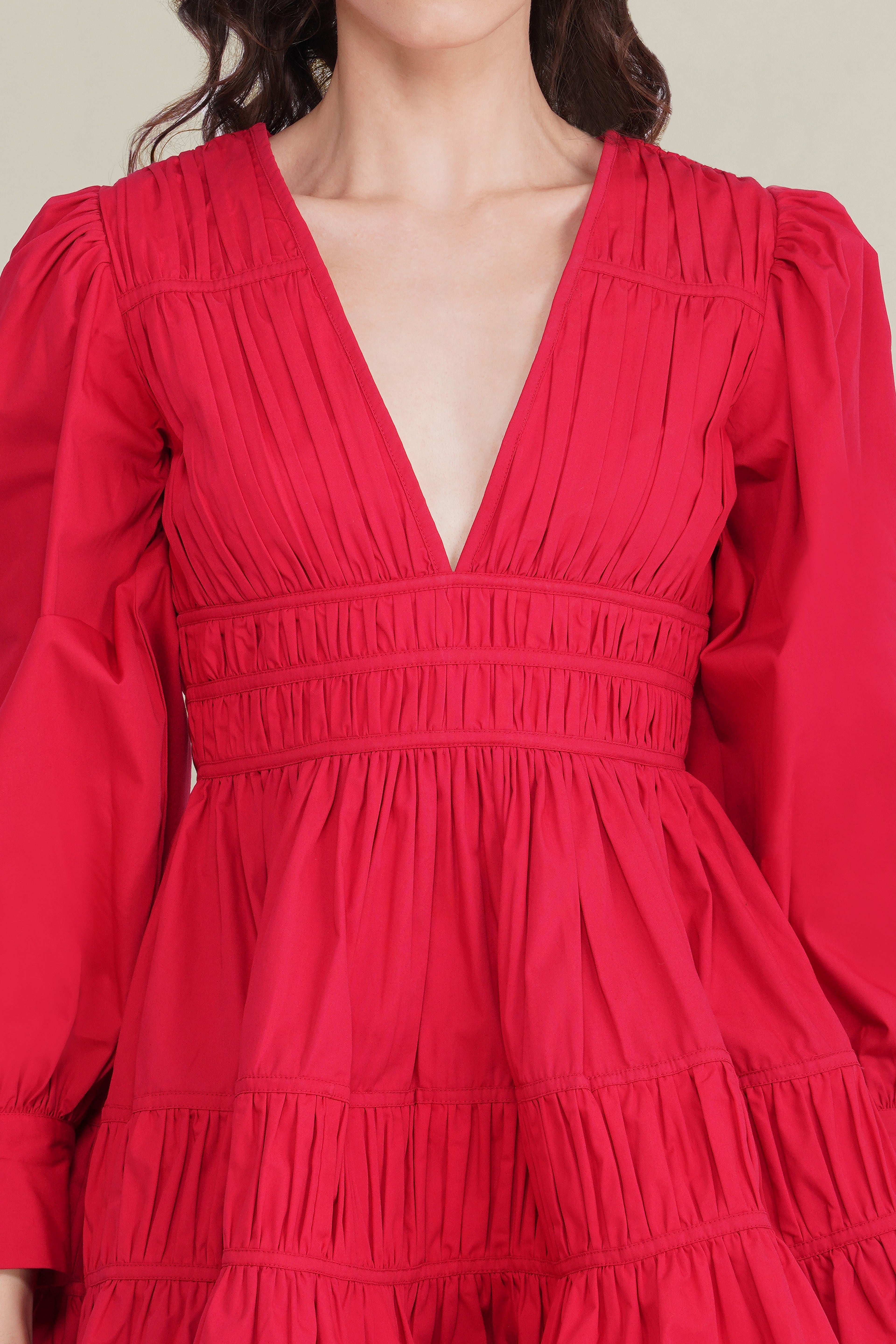 Keris Poplin Mini Dress in Red