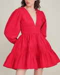Keris Poplin Mini Dress in Red
