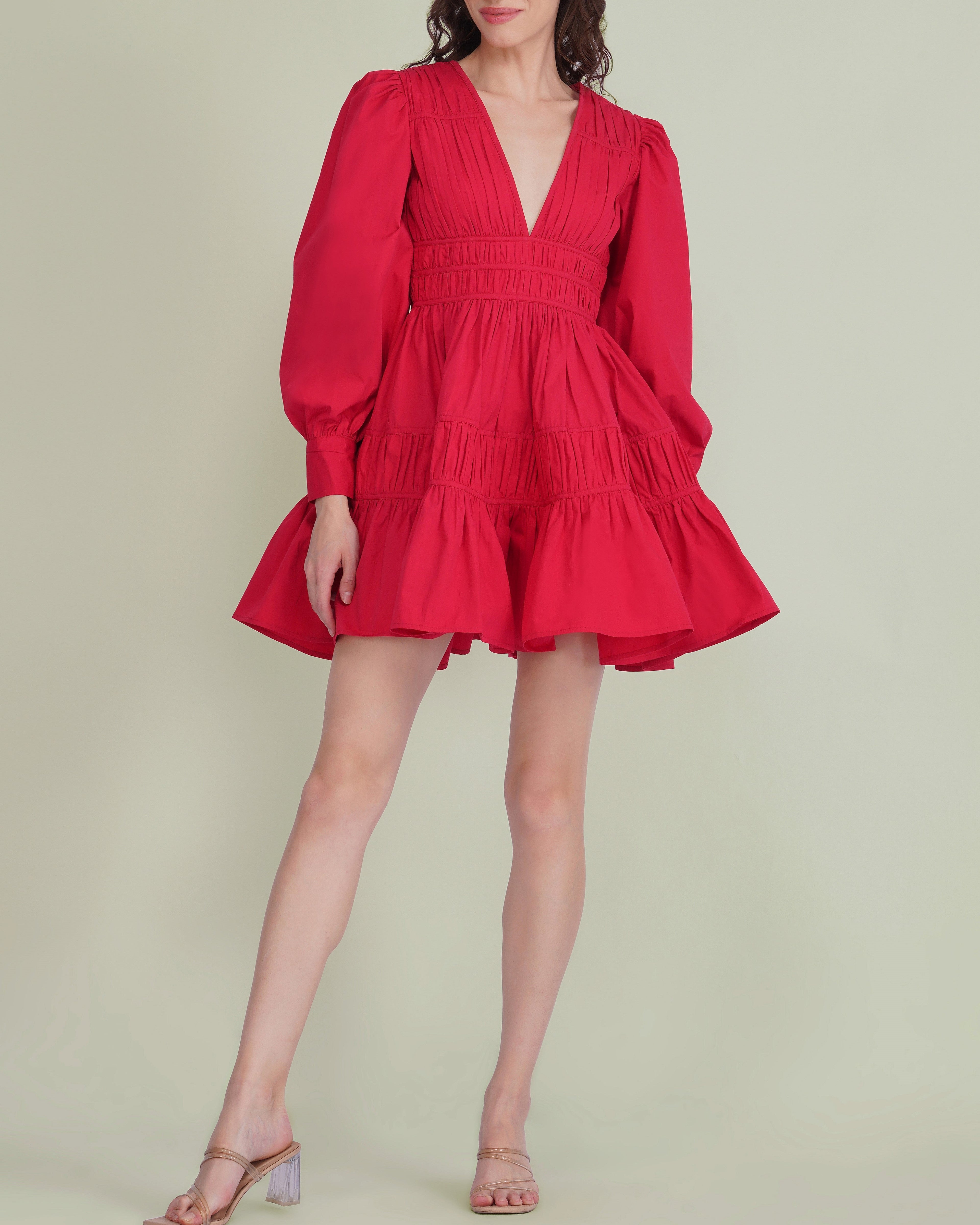 Keris Poplin Mini Dress in Red