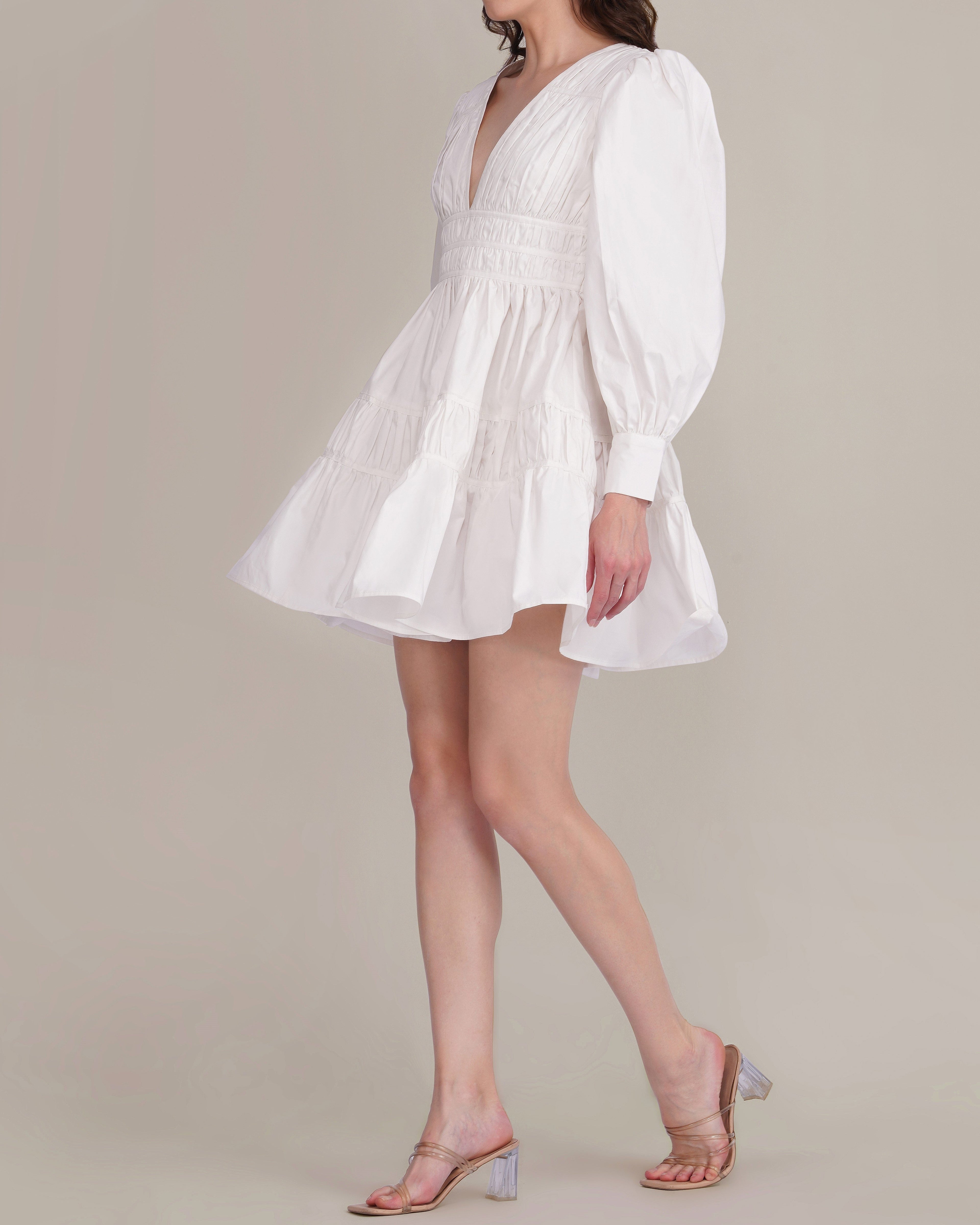 Keris Poplin Mini Dress in White