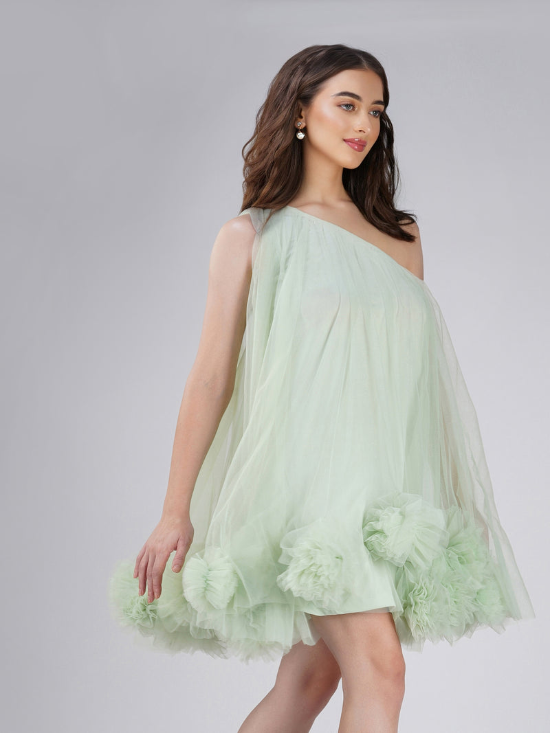 Kyra Sage Pom Pom Mini Dress