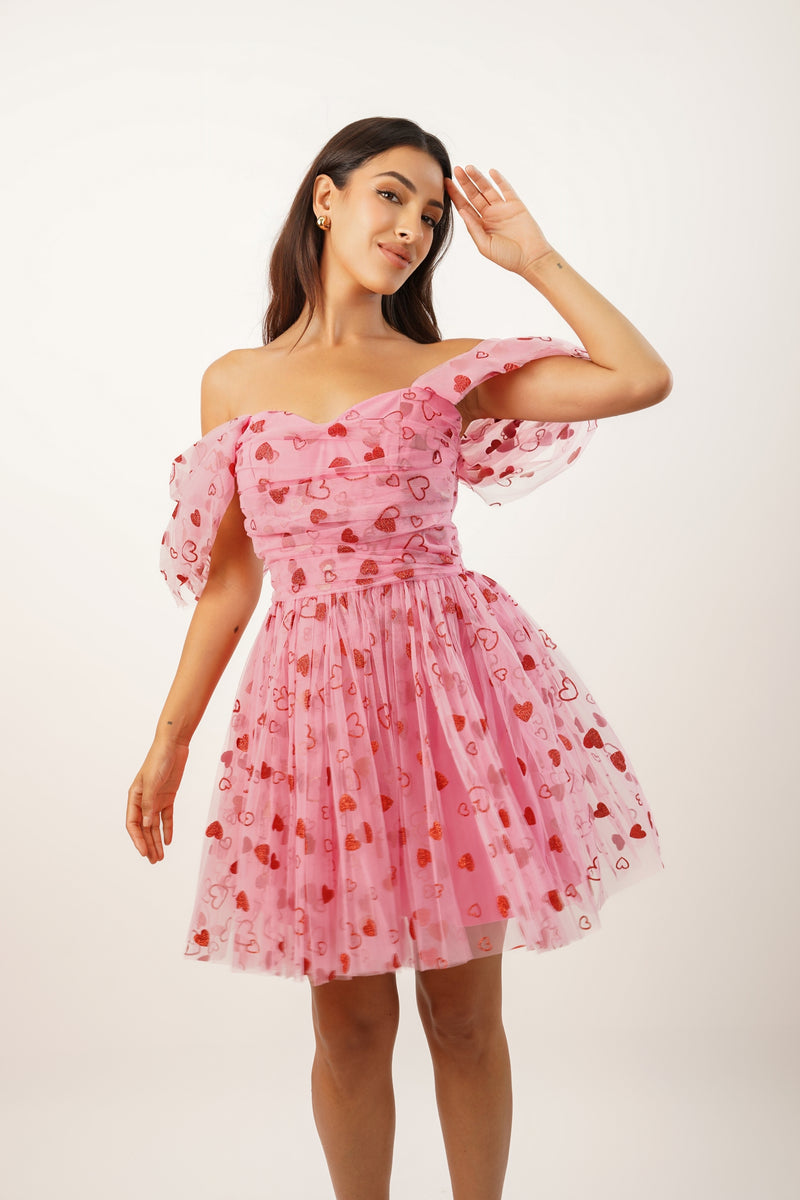 Sydney Pink Heart Mini Dress