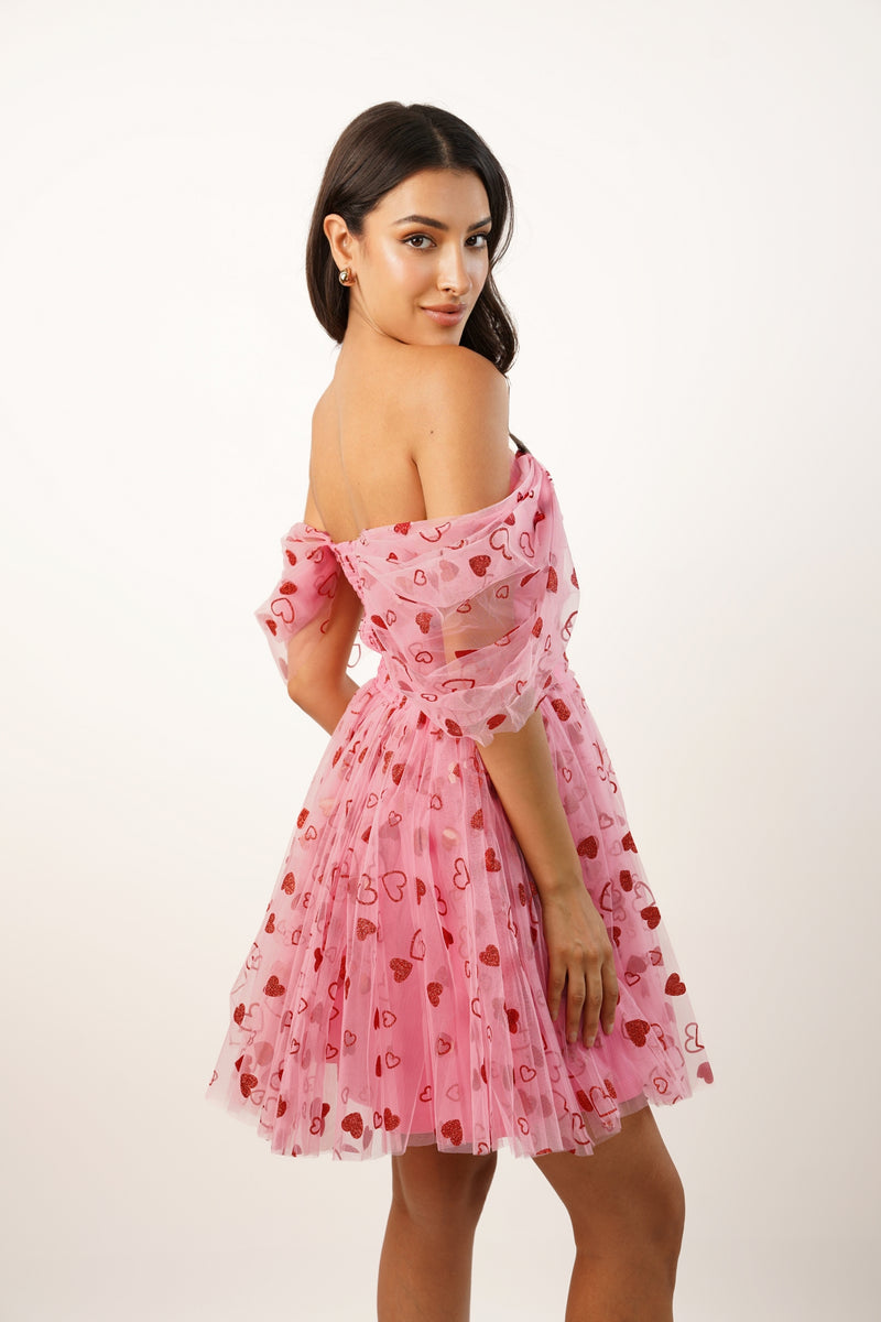 Sydney Pink Heart Mini Dress