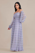 Lana Tulle Maxi Dress in Ditsy Lilac Print