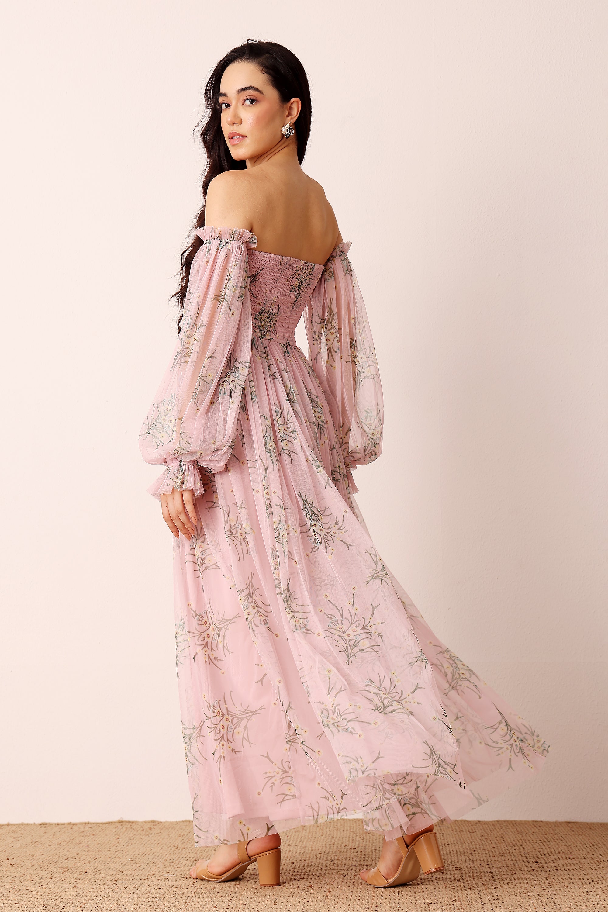 Lana Maxi Dress in Light Pink Floral