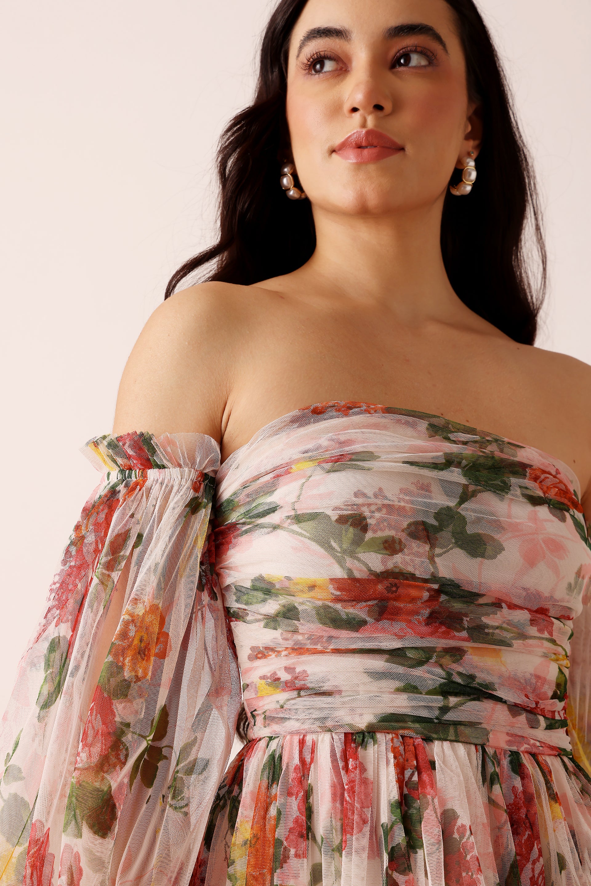 Lana Maxi Dress in Cream Floral