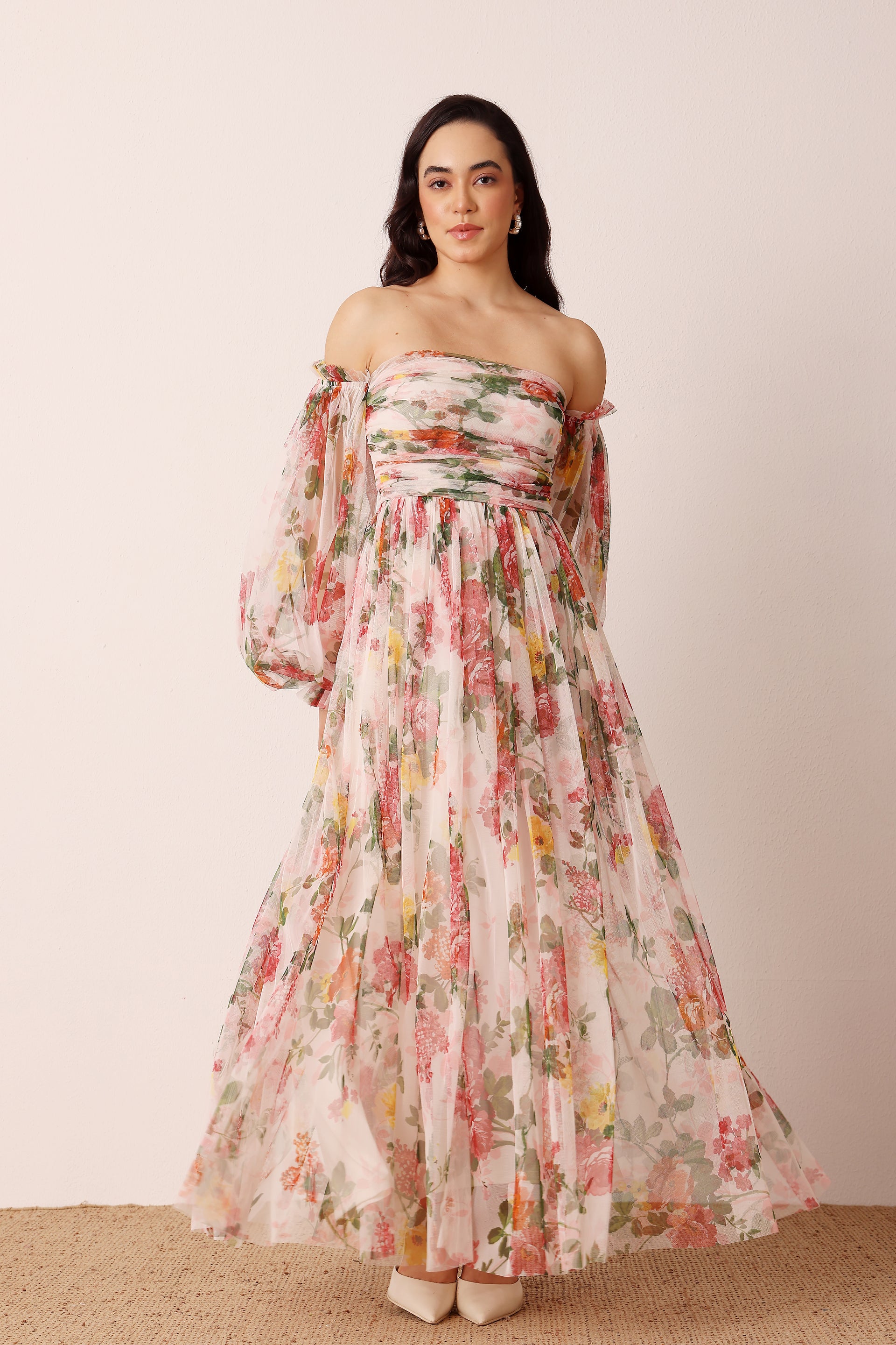 Lana Maxi Dress in Cream Floral