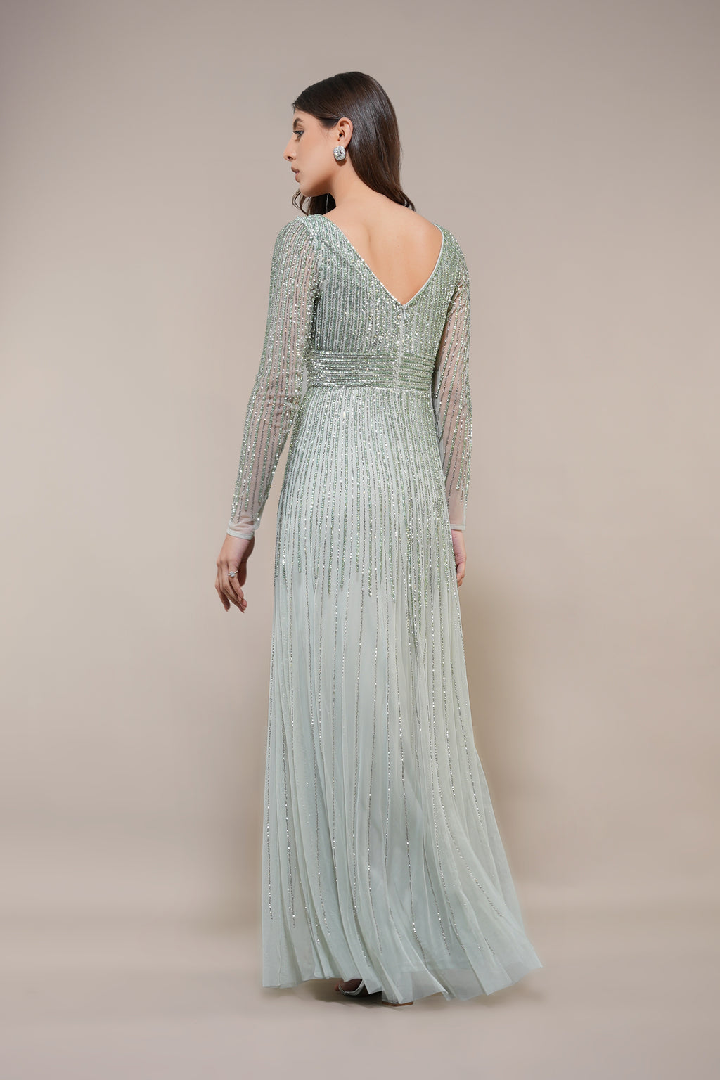 Laura Embellished Maxi Dress in Sage Green