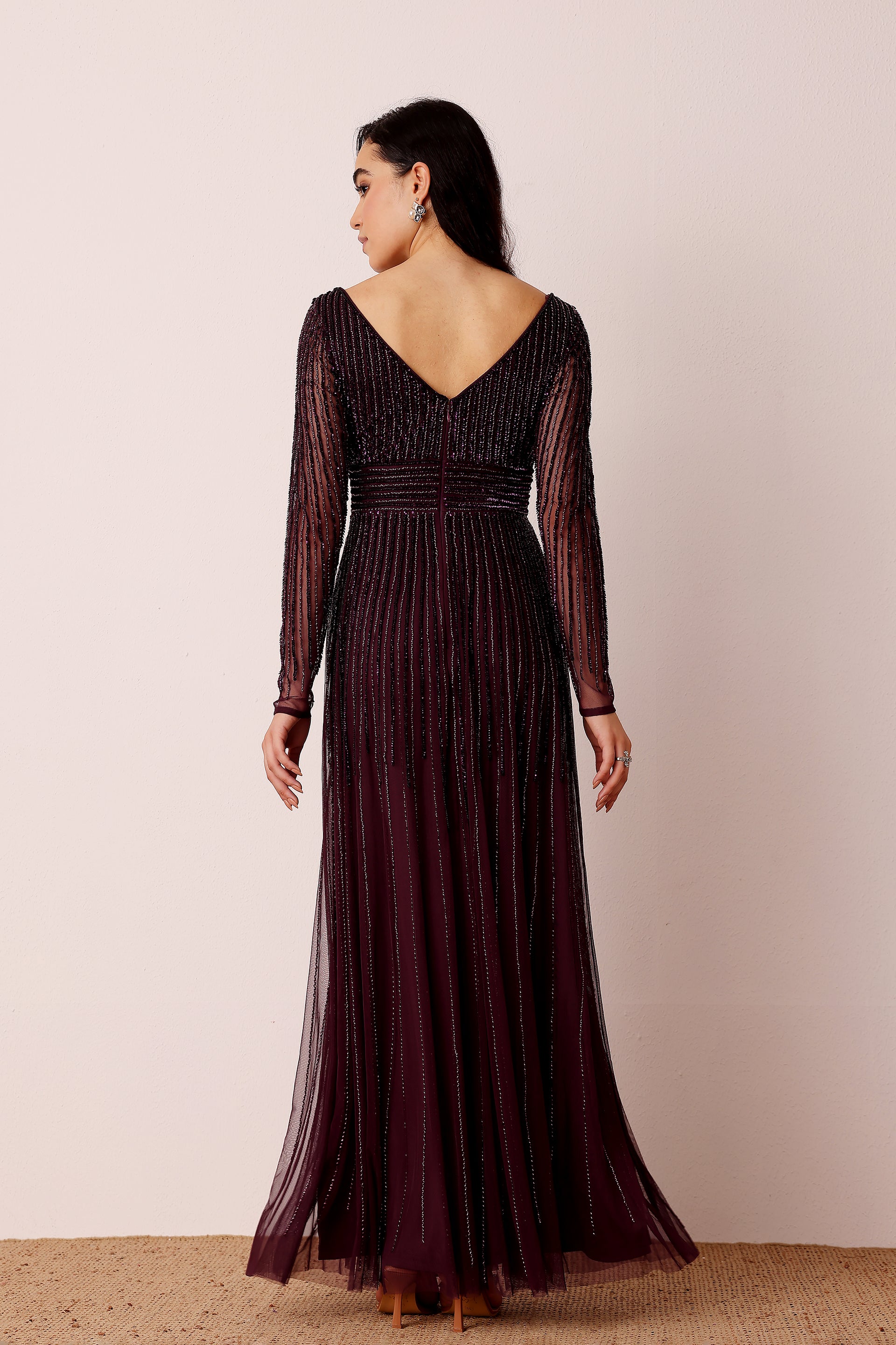 Laura Embellished Maxi Dress in Berry