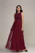 Linda Embellished Maxi Dress in Burgundy