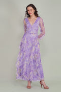 Long Sleeve Malin Tulle Maxi Dress in Blown Up Lilac Floral
