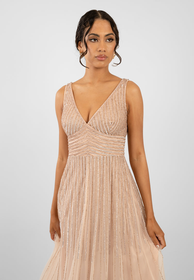 Lorelai Blush Pink Embellished Maxi Dress