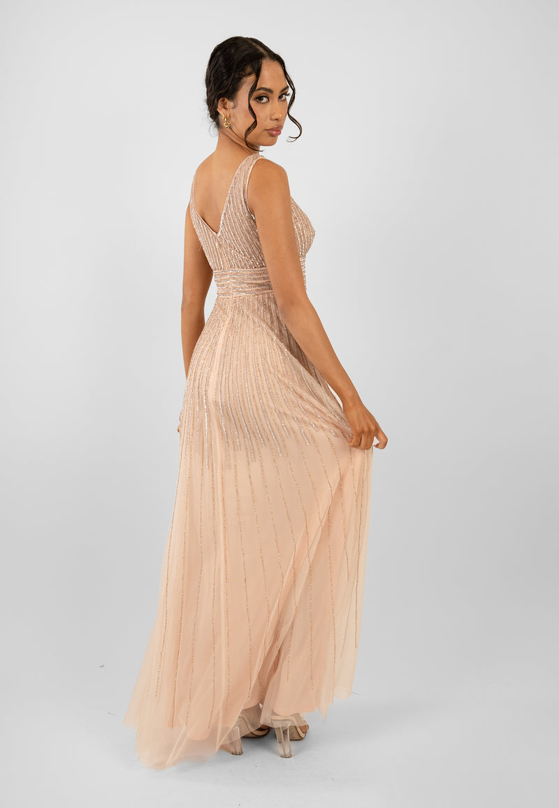 Lorelai Blush Pink Embellished Maxi Dress