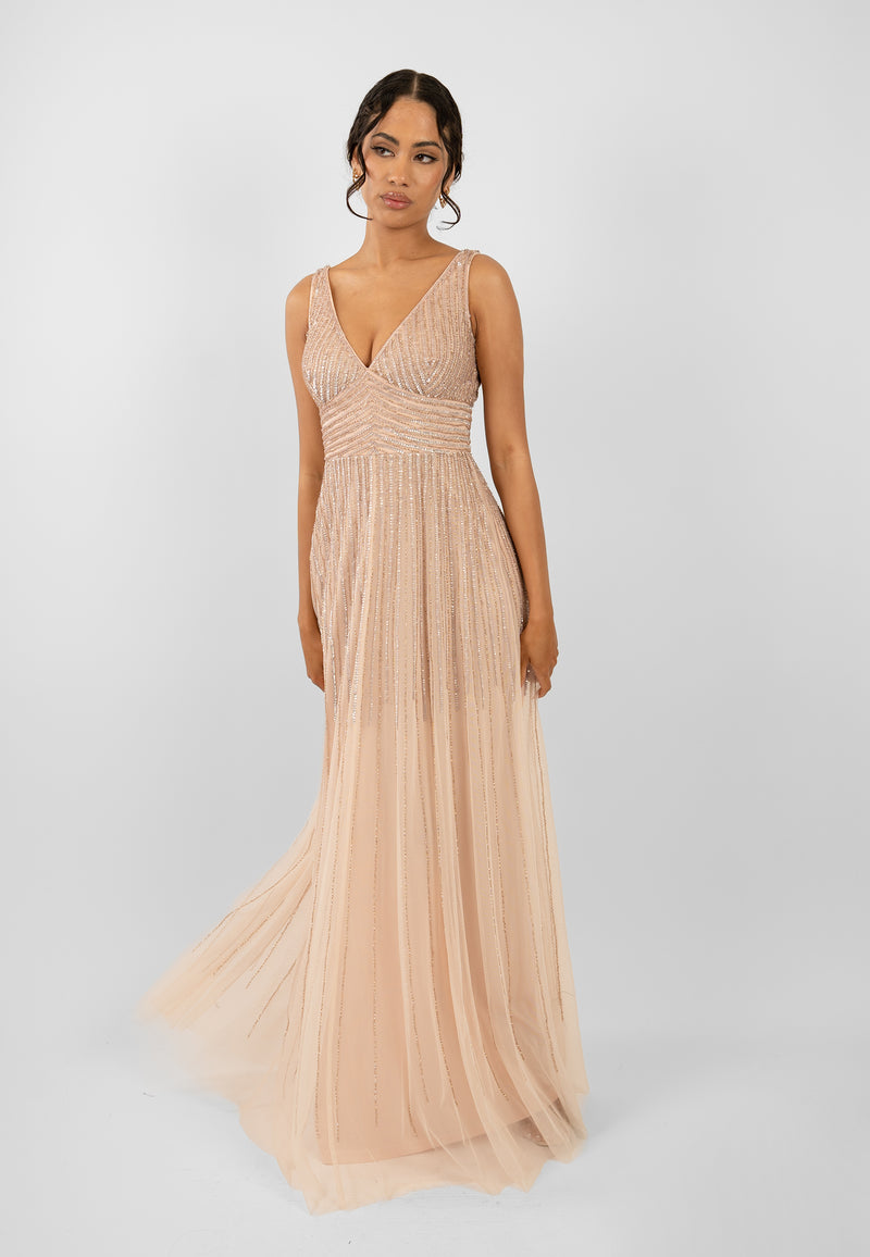 Lorelai Blush Pink Embellished Maxi Dress