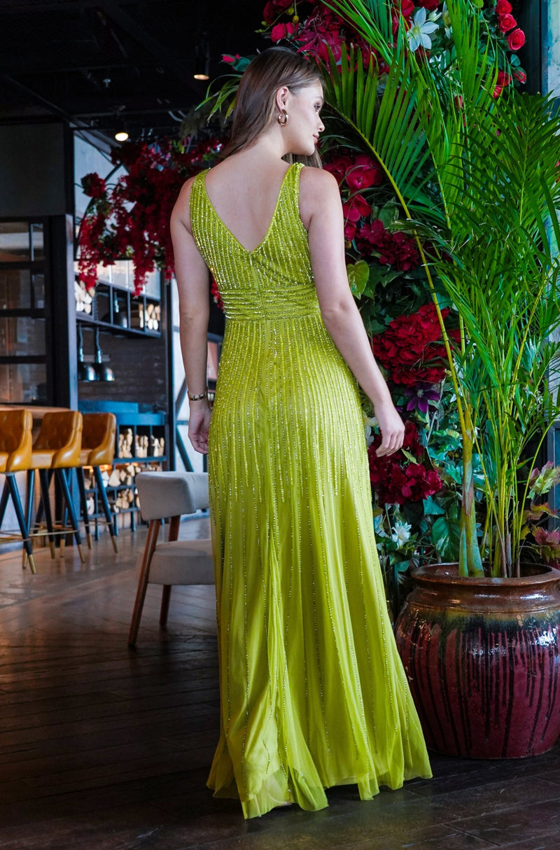 Bariano embellished maxi dress with high neck in emerald green 2025