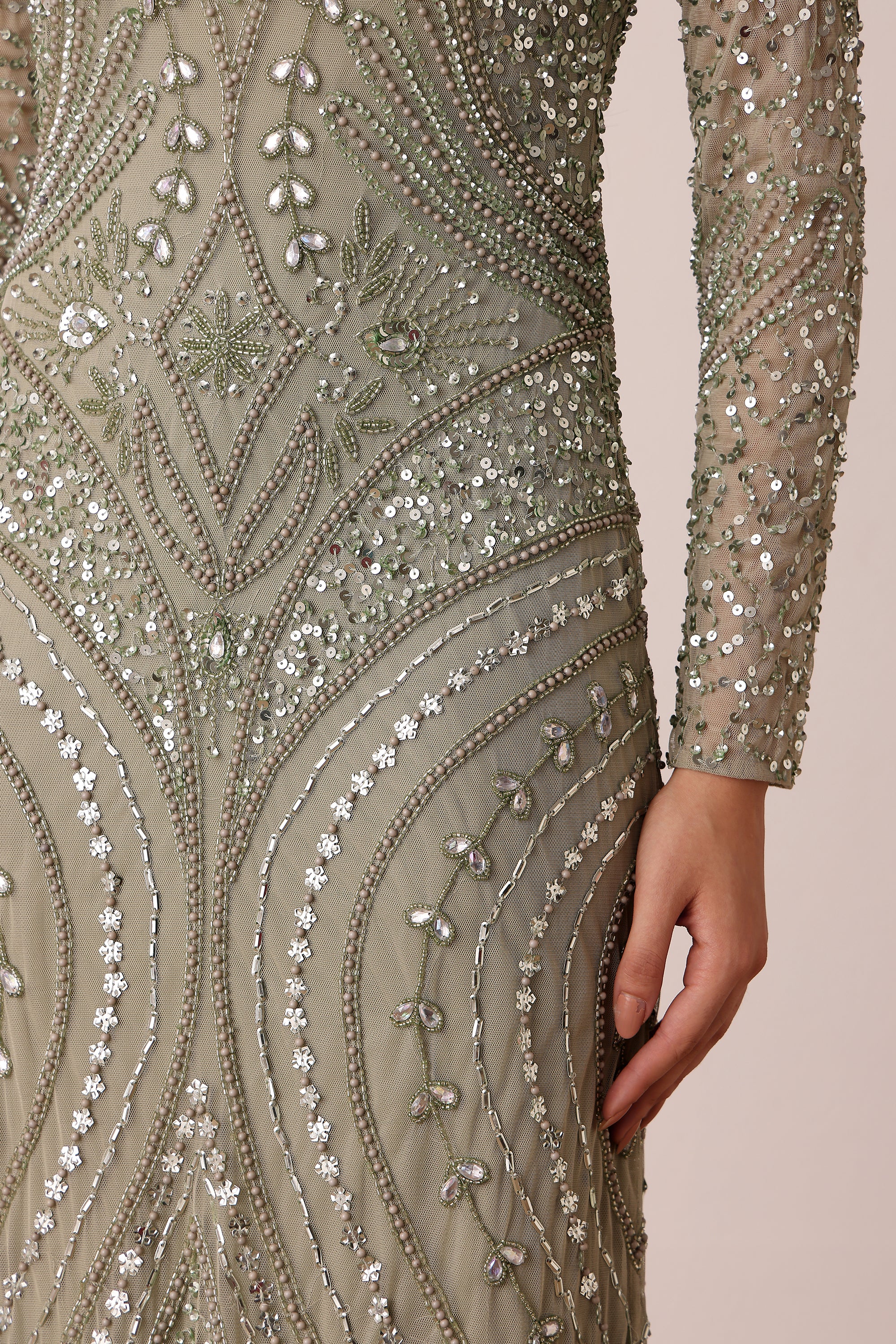 Lotus Embellished Maxi Dress in Sage Green UK10 / Sage Green Lotus Embellished Maxi Dress in Sage Green UK10 / Sage Green