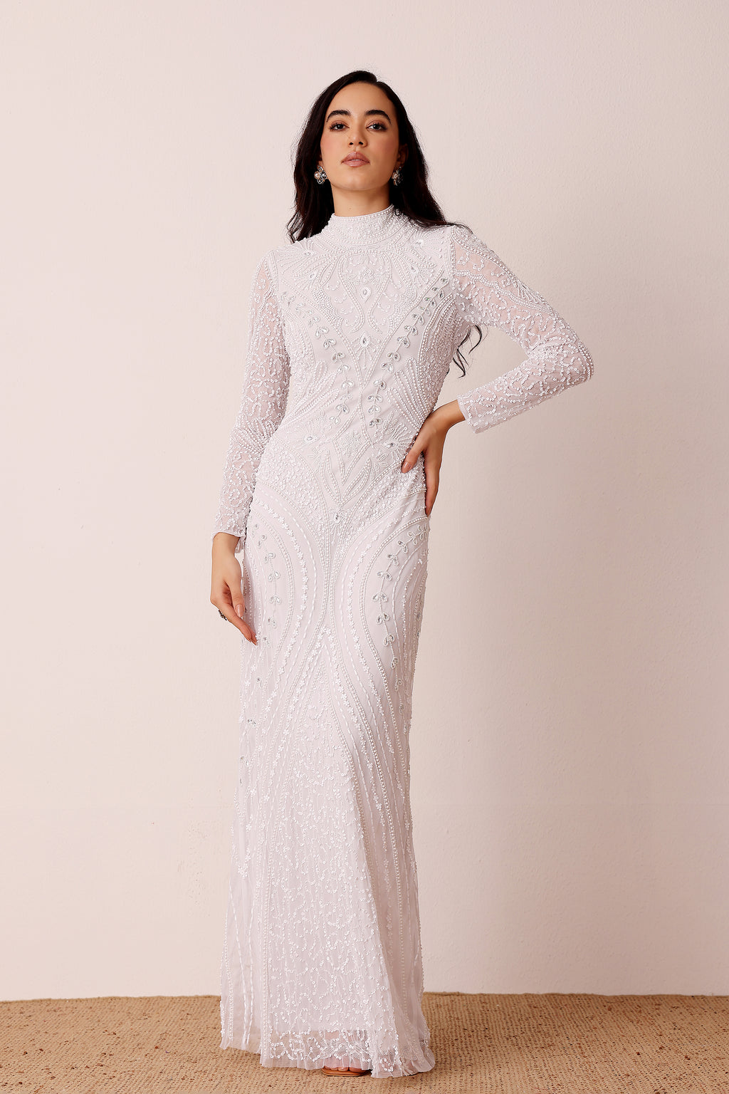 white embellished maxi dress Lotus Embellished Maxi Dress in White White / UK14