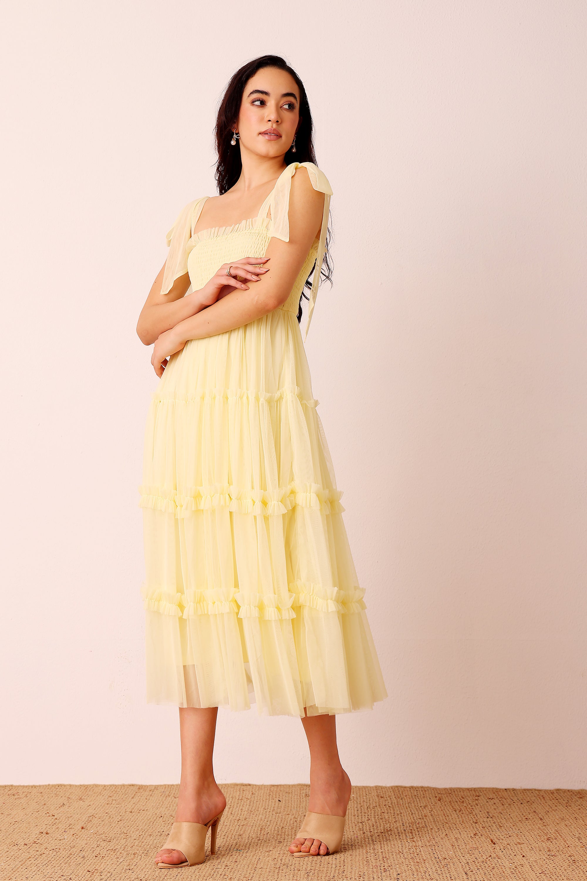Louise Midi Dress in Buttercup