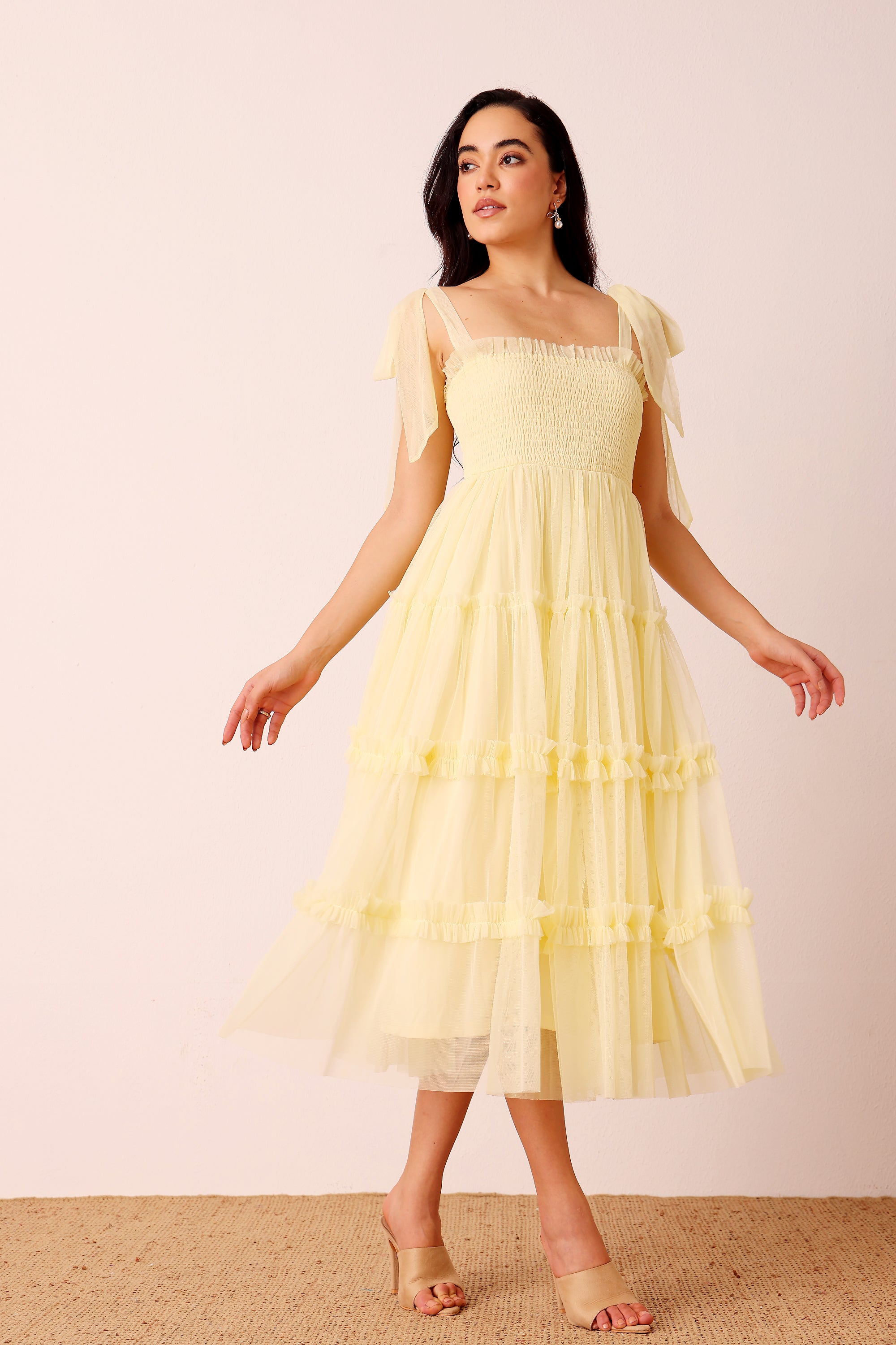 Louise Midi Dress in Buttercup