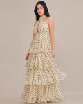 Lucerne Tulle Maxi Dress in Cream with Black Polka