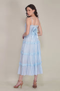 Lulu Bow Cotton Voile Midi Dress in Light Blue