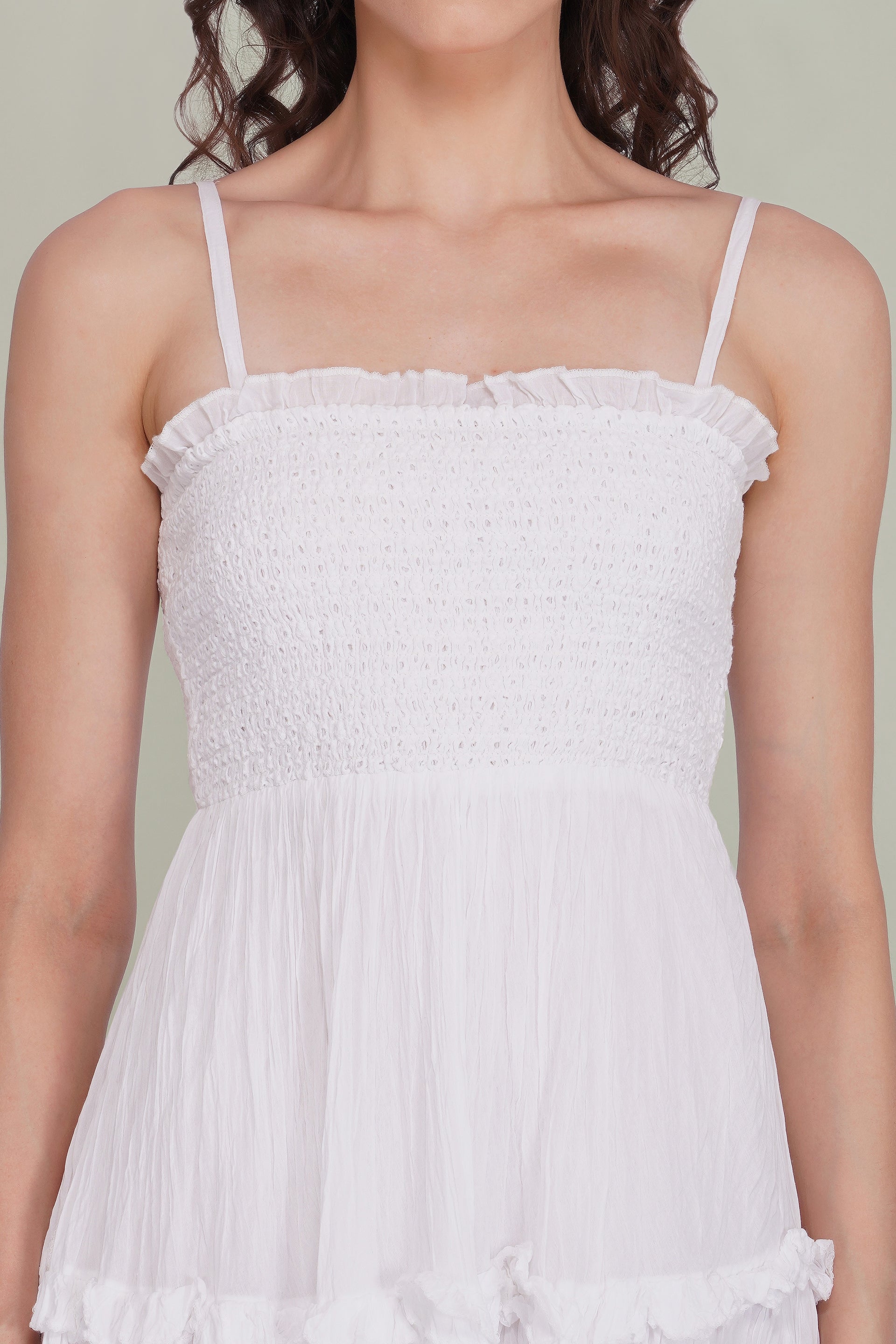 Lulu Cotton Voile Midi Dress in White