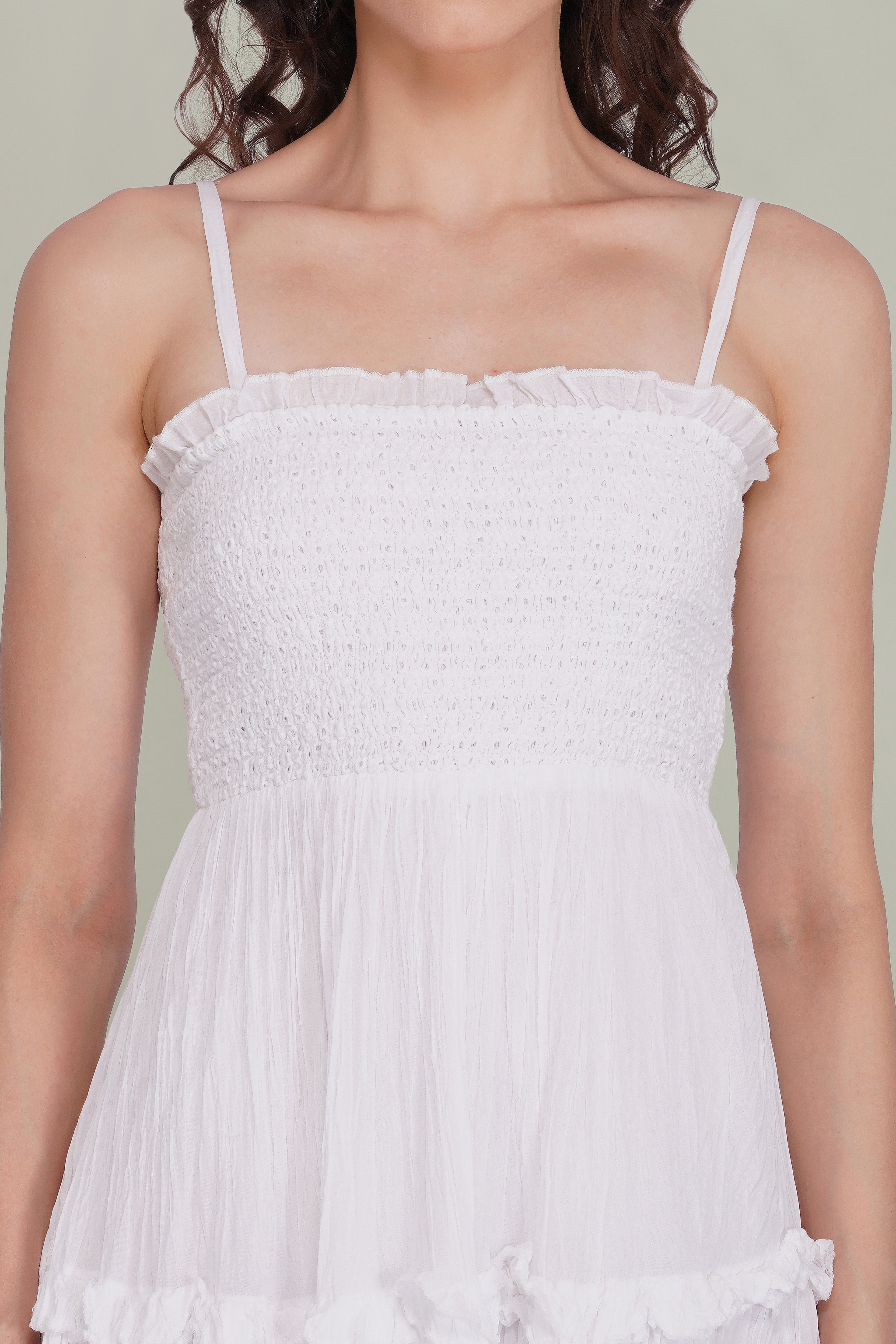 Lulu Cotton Voile Midi Dress in White