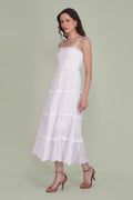 Lulu Cotton Voile Midi Dress in White