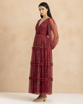 Lydia Demi Tulle Maxi Dress in Scarlet Floral
