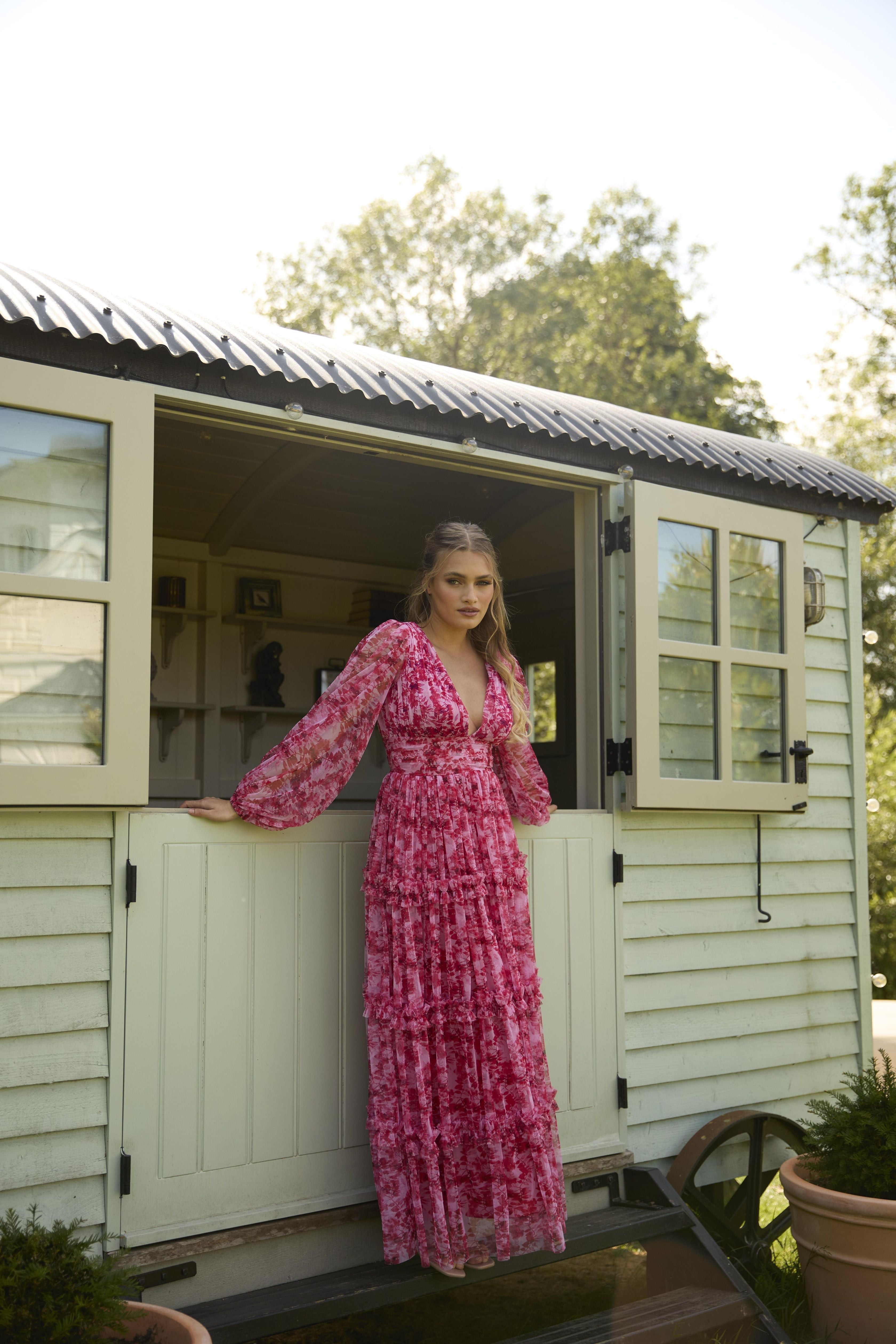 Lydia Maxi Dress in Red Floral