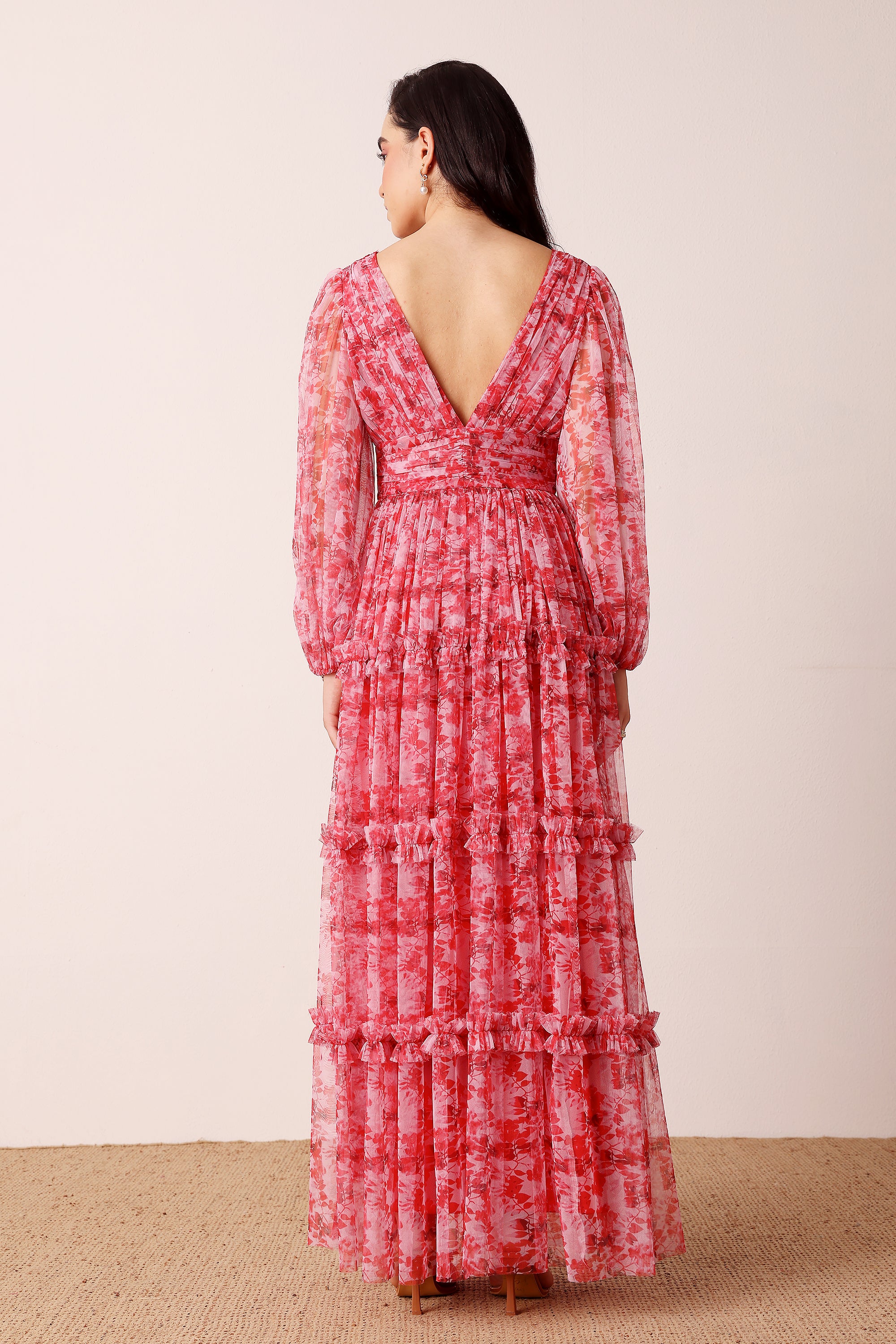 Lydia Maxi Dress in Red Floral