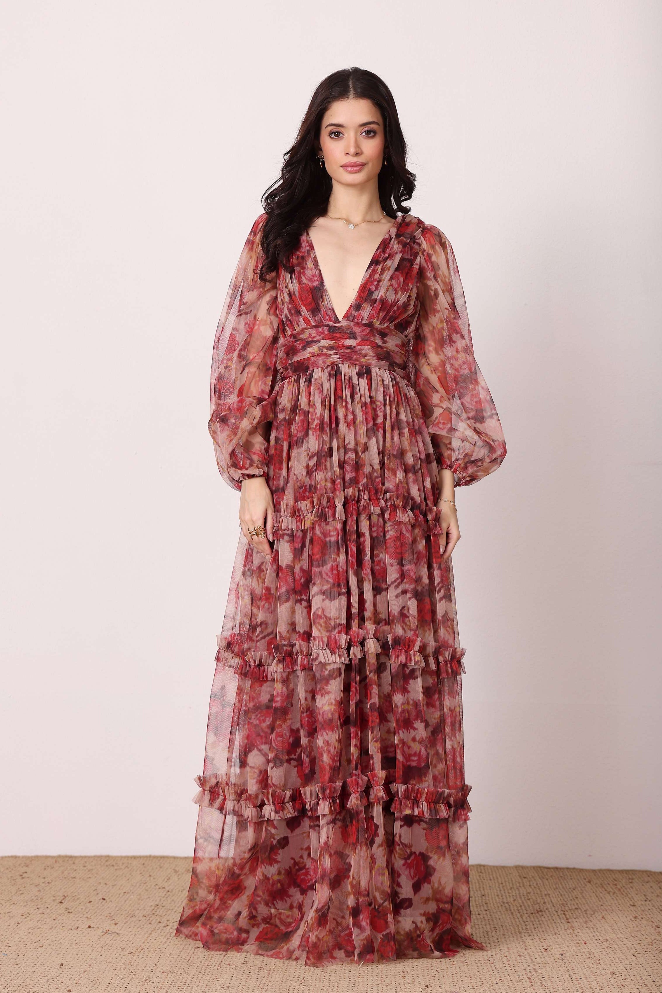 Lydia Maxi Dress in Rose Floral