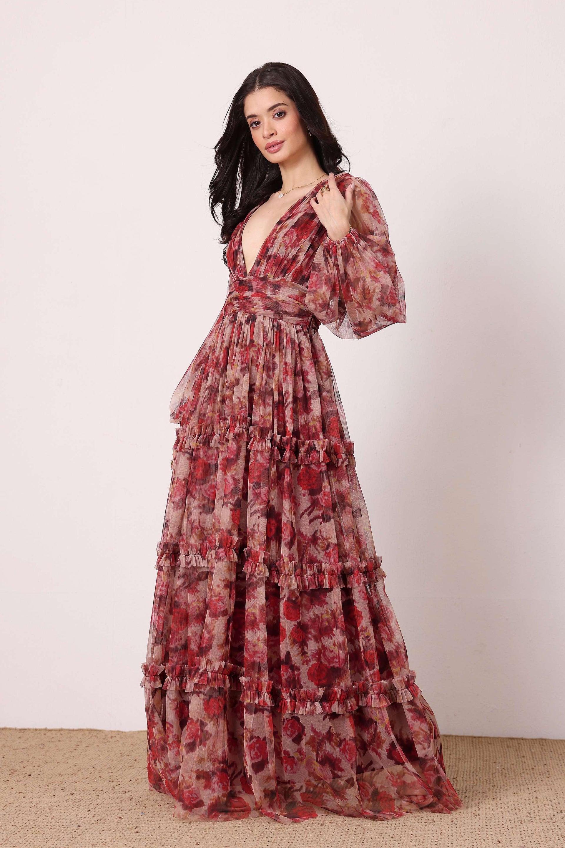 Lydia Maxi Dress in Rose Floral