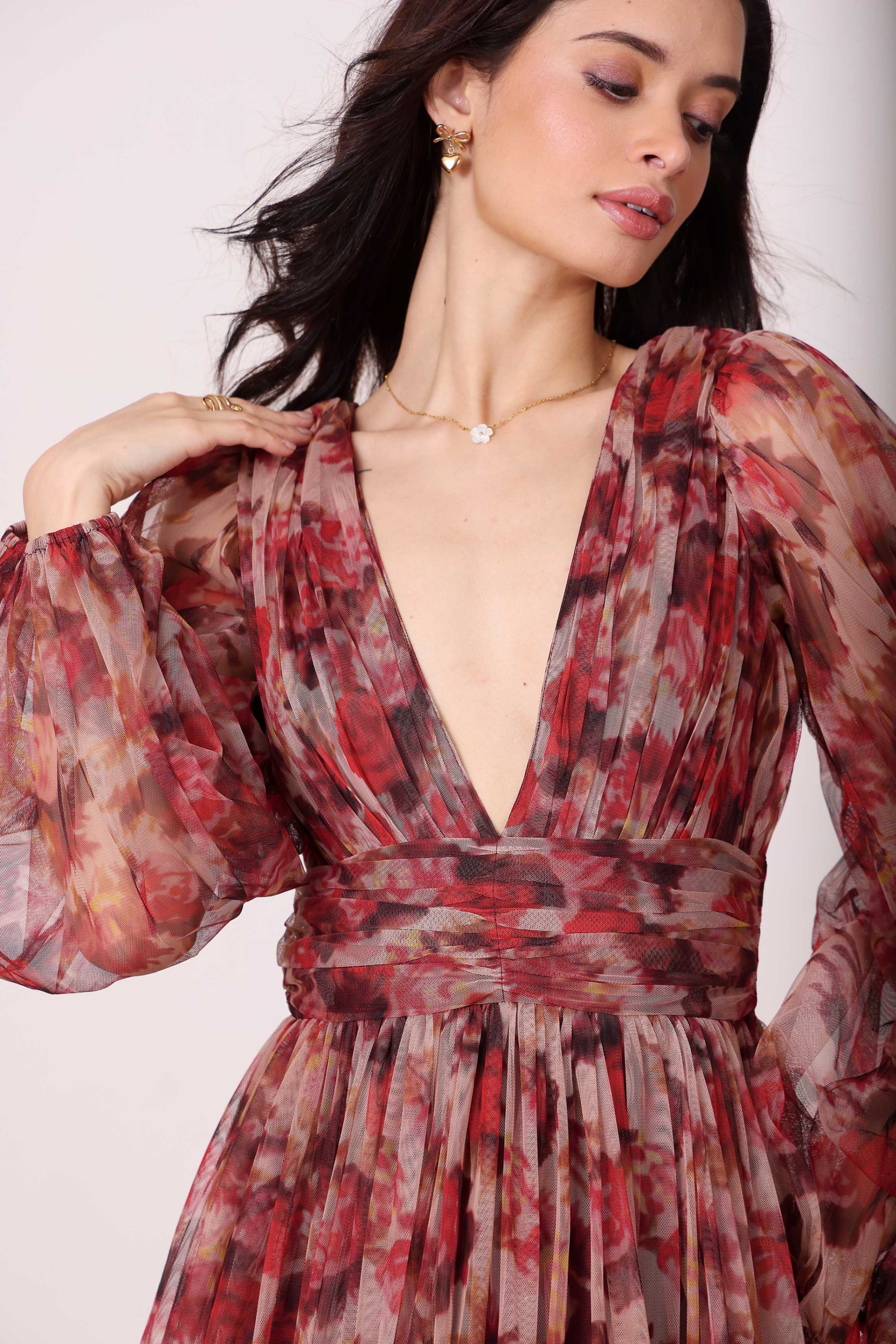 Lydia Maxi Dress in Rose Floral