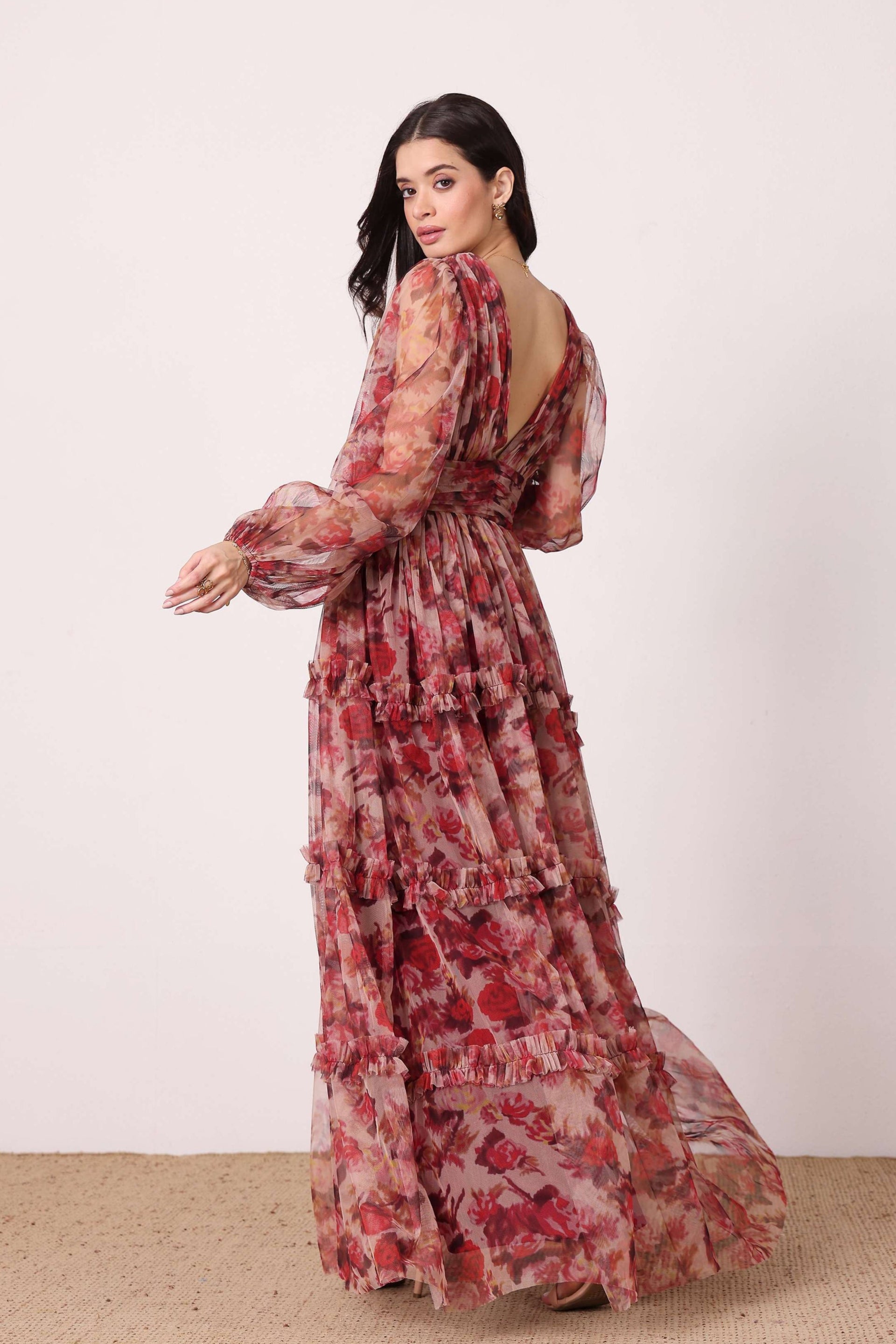 Lydia Maxi Dress in Rose Floral