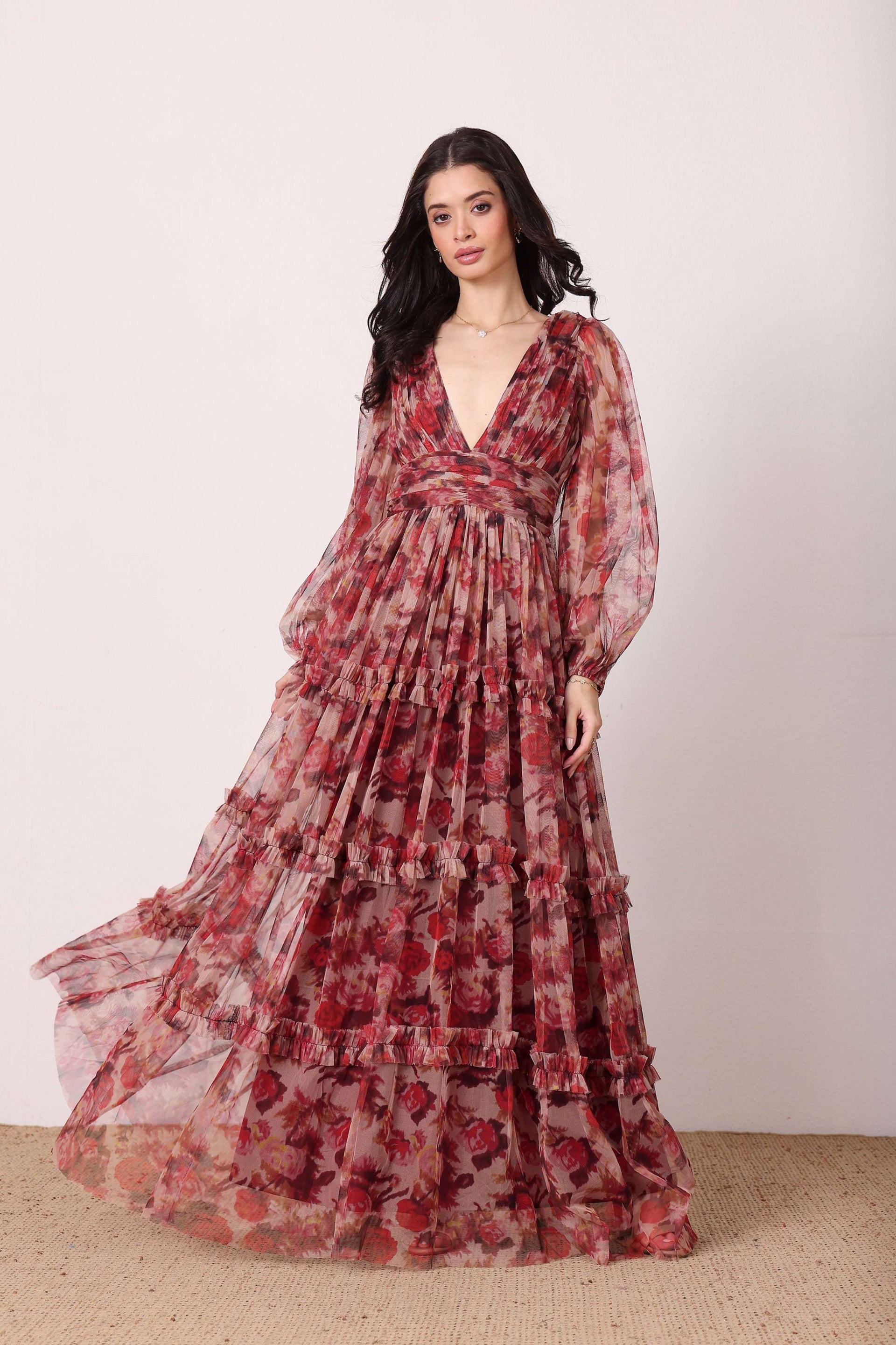 Lydia Maxi Dress in Rose Floral