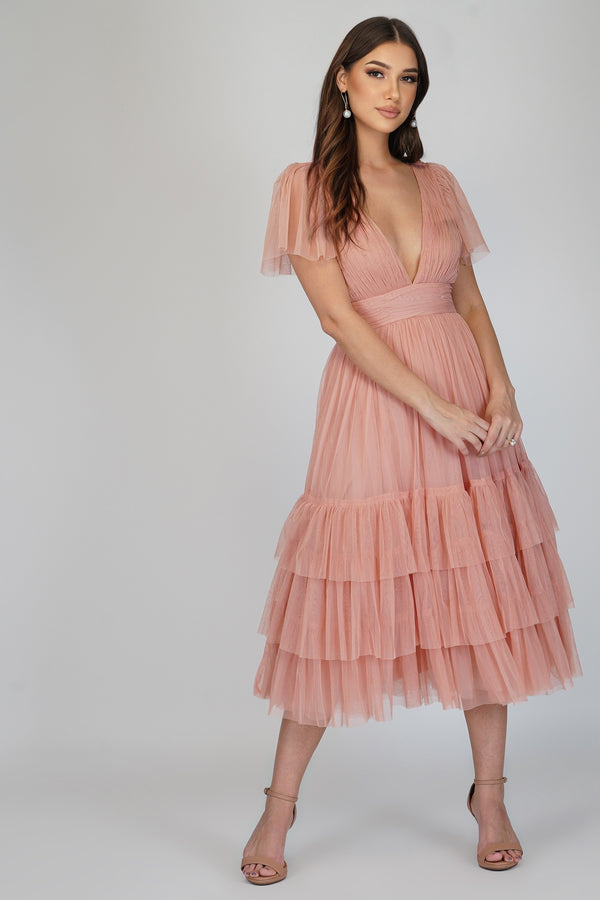 Madison Pink Tulle Bridesmaid Dress