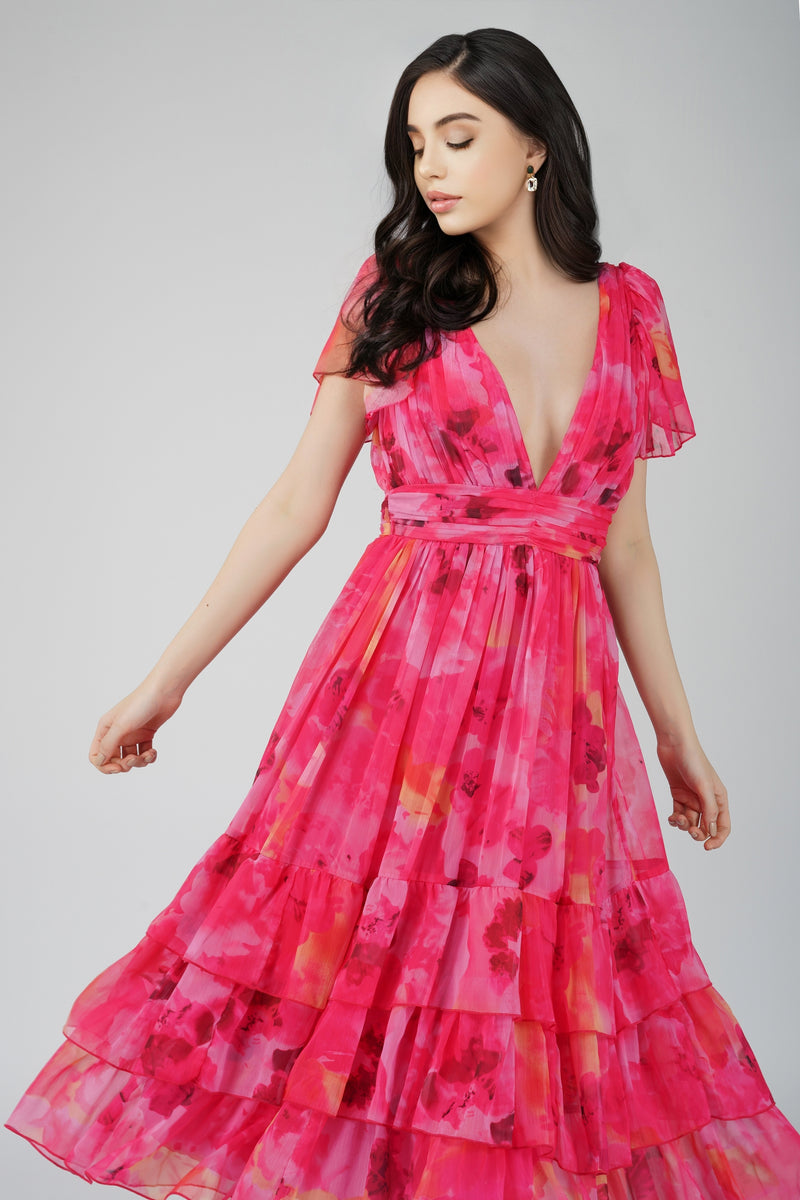 pink-chiffon-bridesmaid-dress