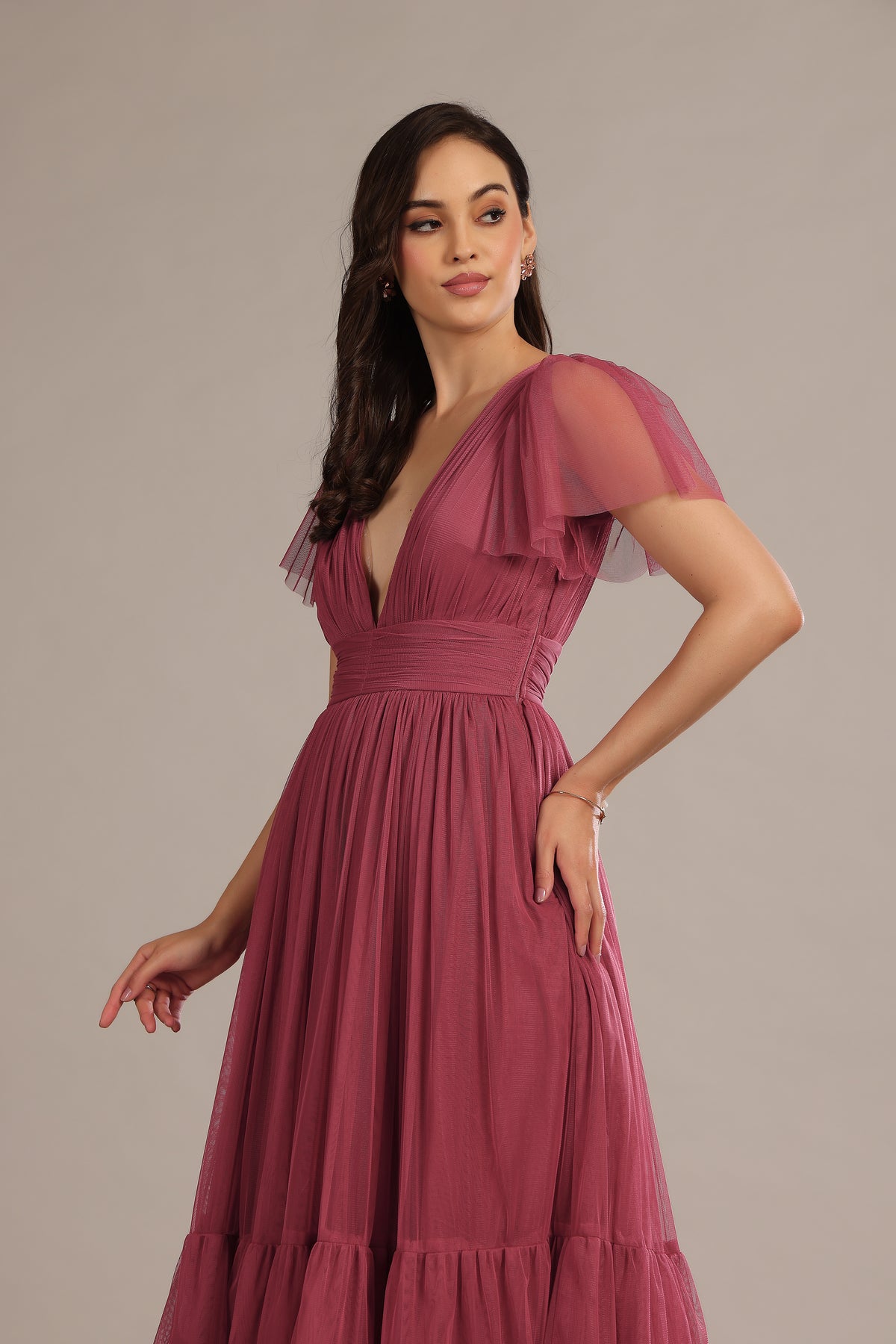 Madison Tulle Maxi Dress in Orchid